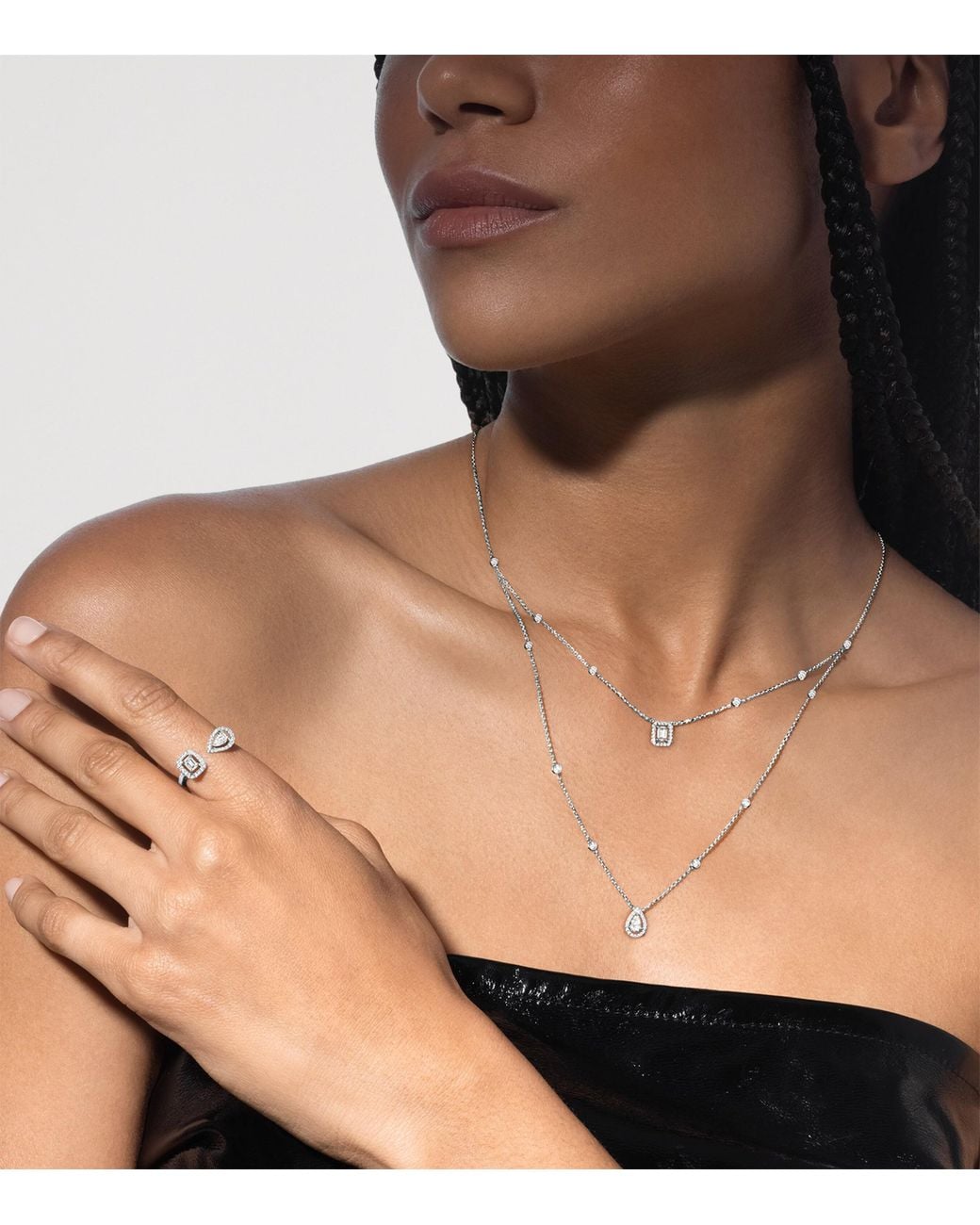 Messika White My Twin And Diamond Layered Necklace