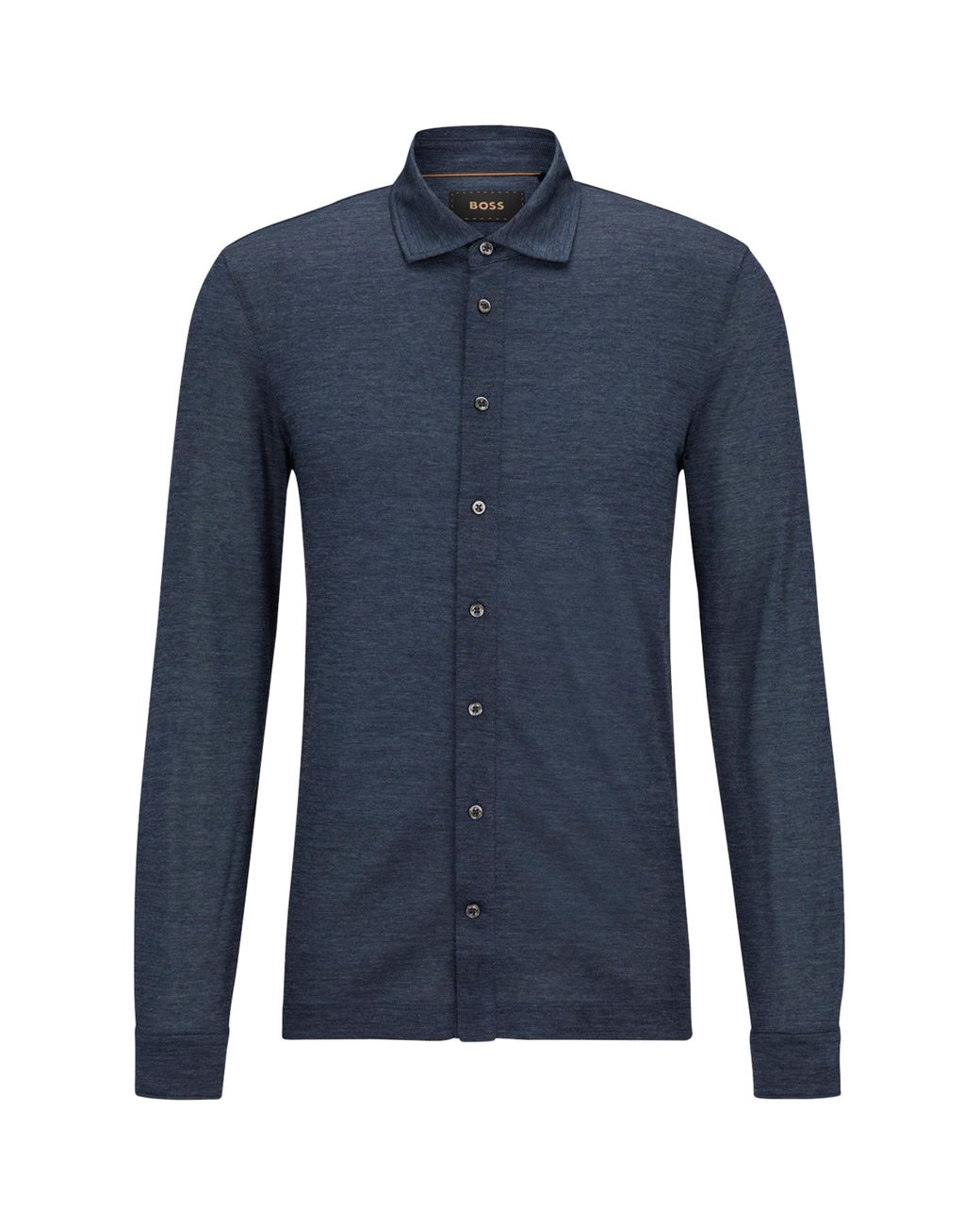 Boss Blue Wool-Silk Shirt for men
