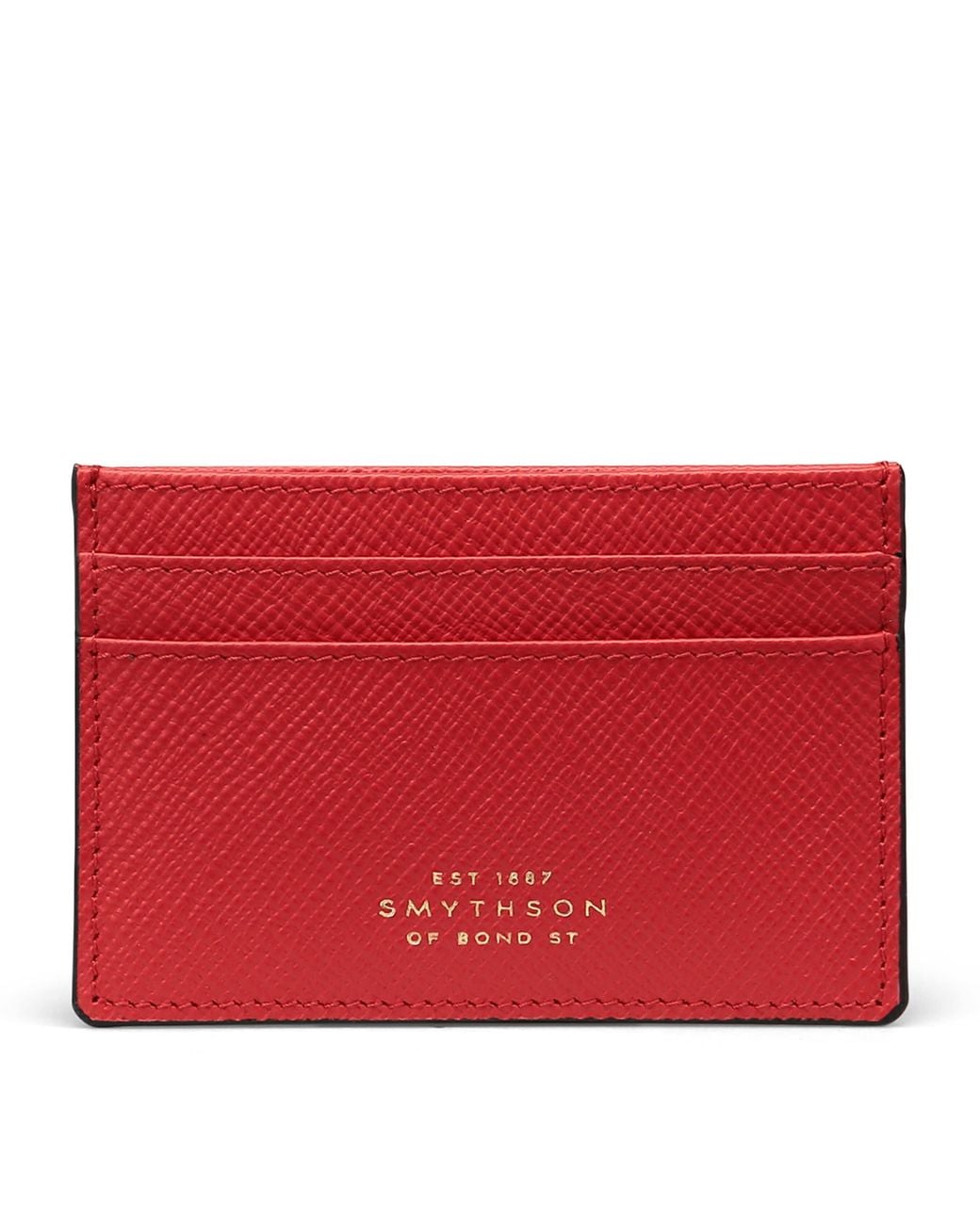 Smythson Red Panama Leather Card Holder