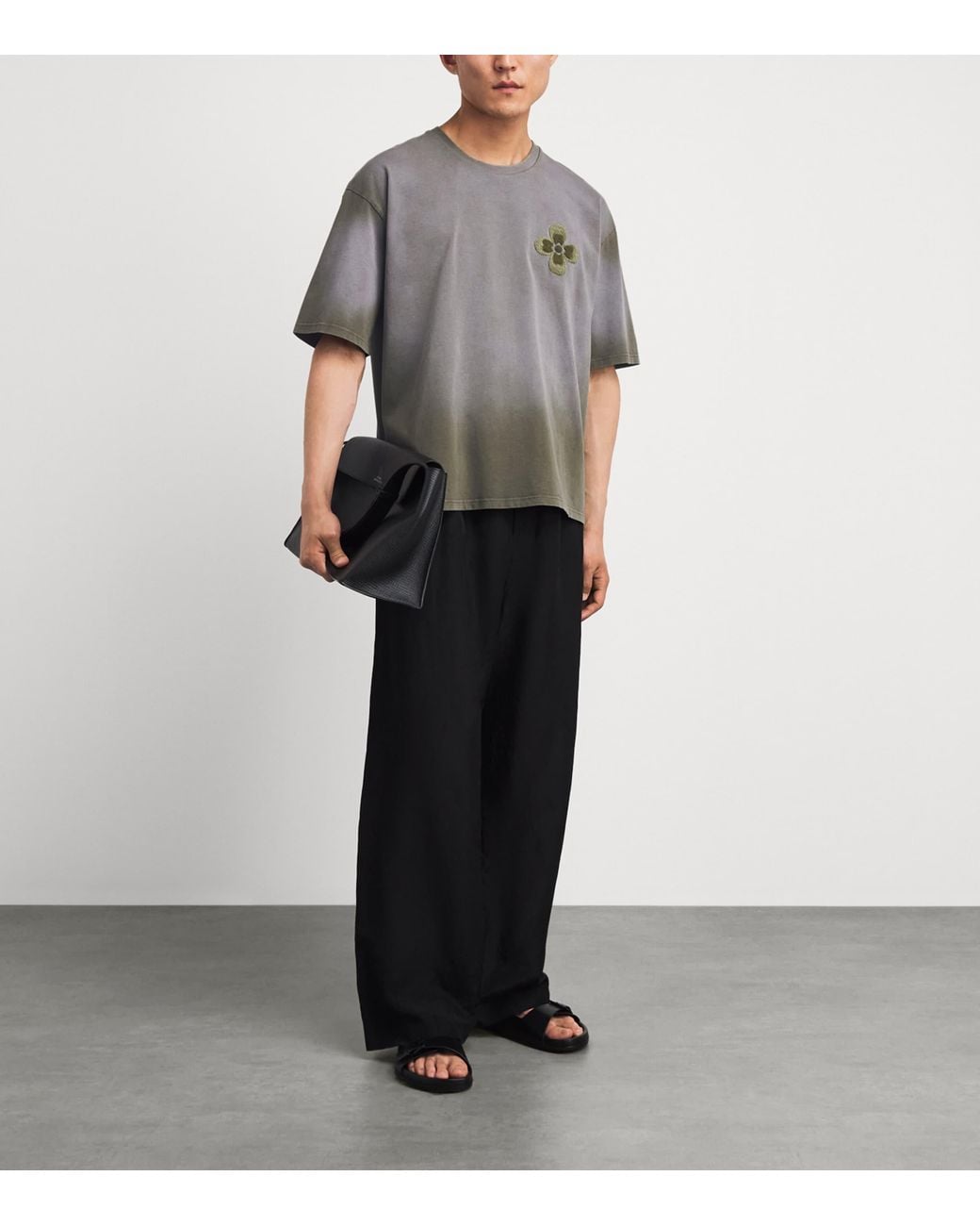 Commas Gray Dégradé Embroidered T-Shirt for men
