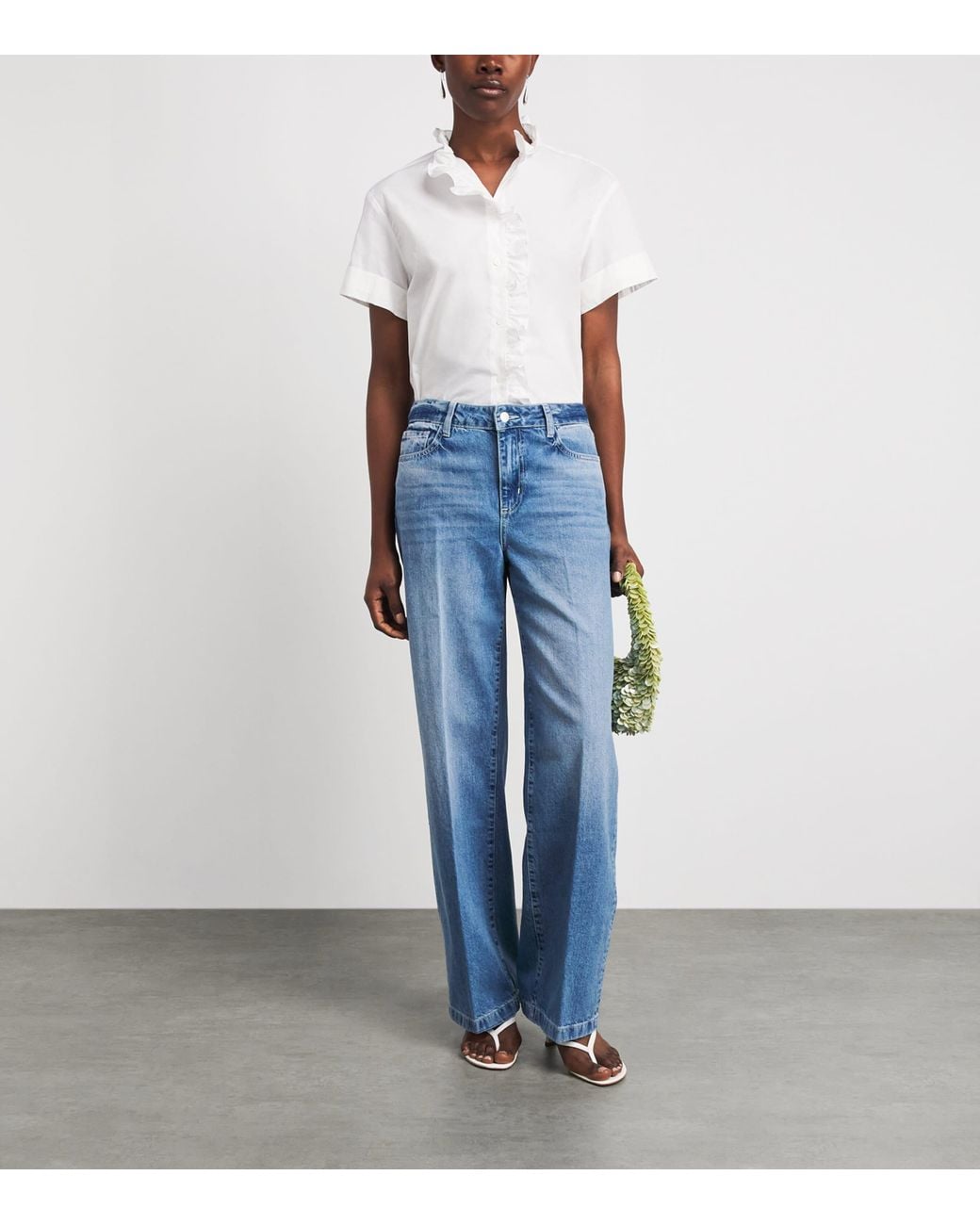L'Agence Blue Scottie Wide-Leg Jeans