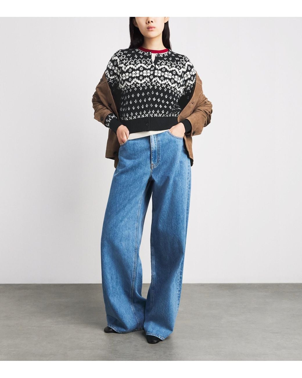 Polo Ralph Lauren Black Wool-Blend Fair Isle Cardigan