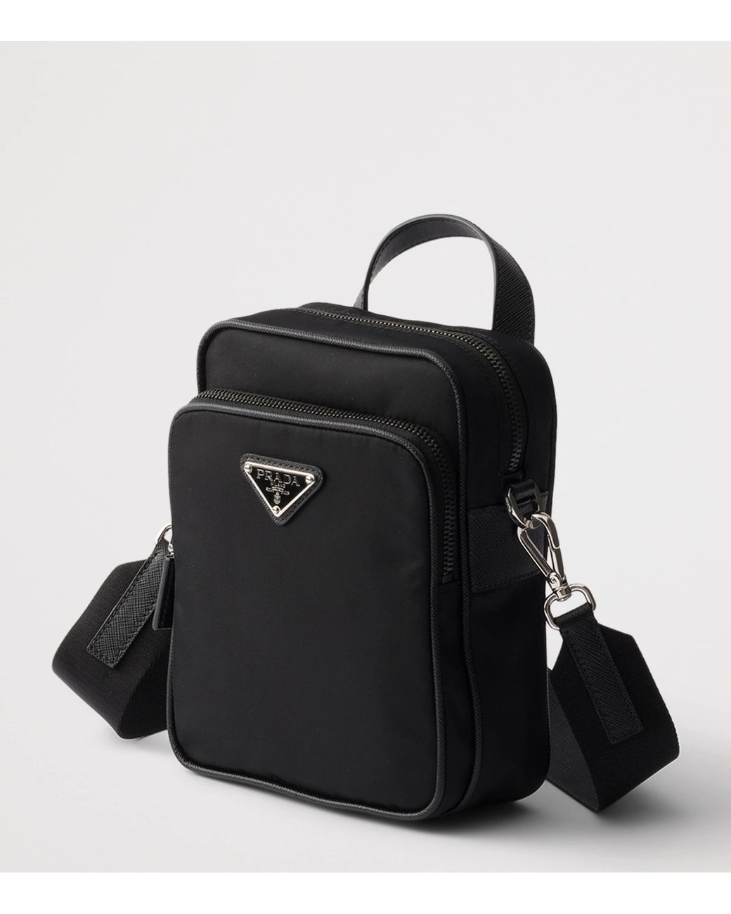 Prada Black Re-Nylon And Saffiano Leather Messenger Bag for men
