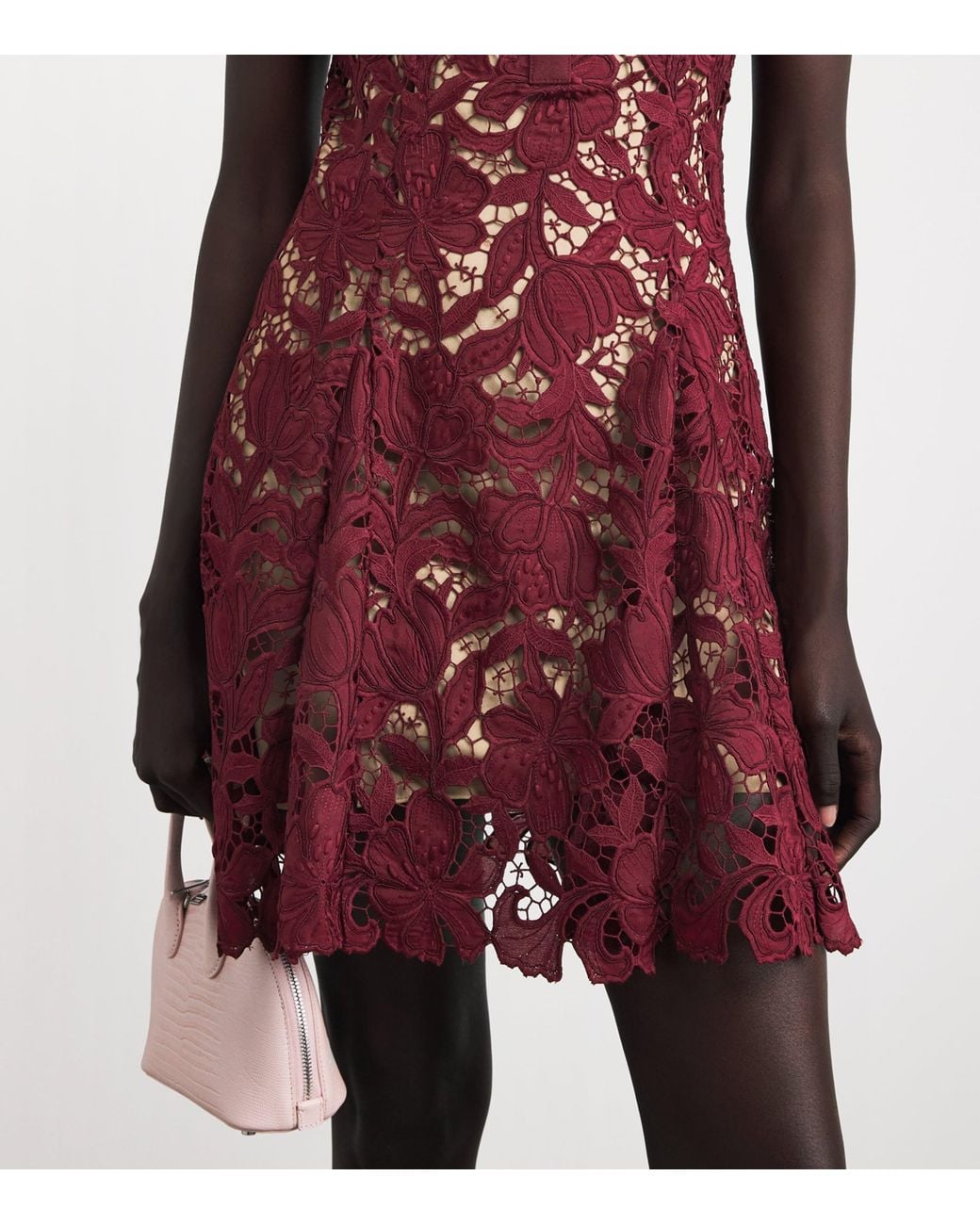Self-Portrait Red Lace Floral Mini Dress