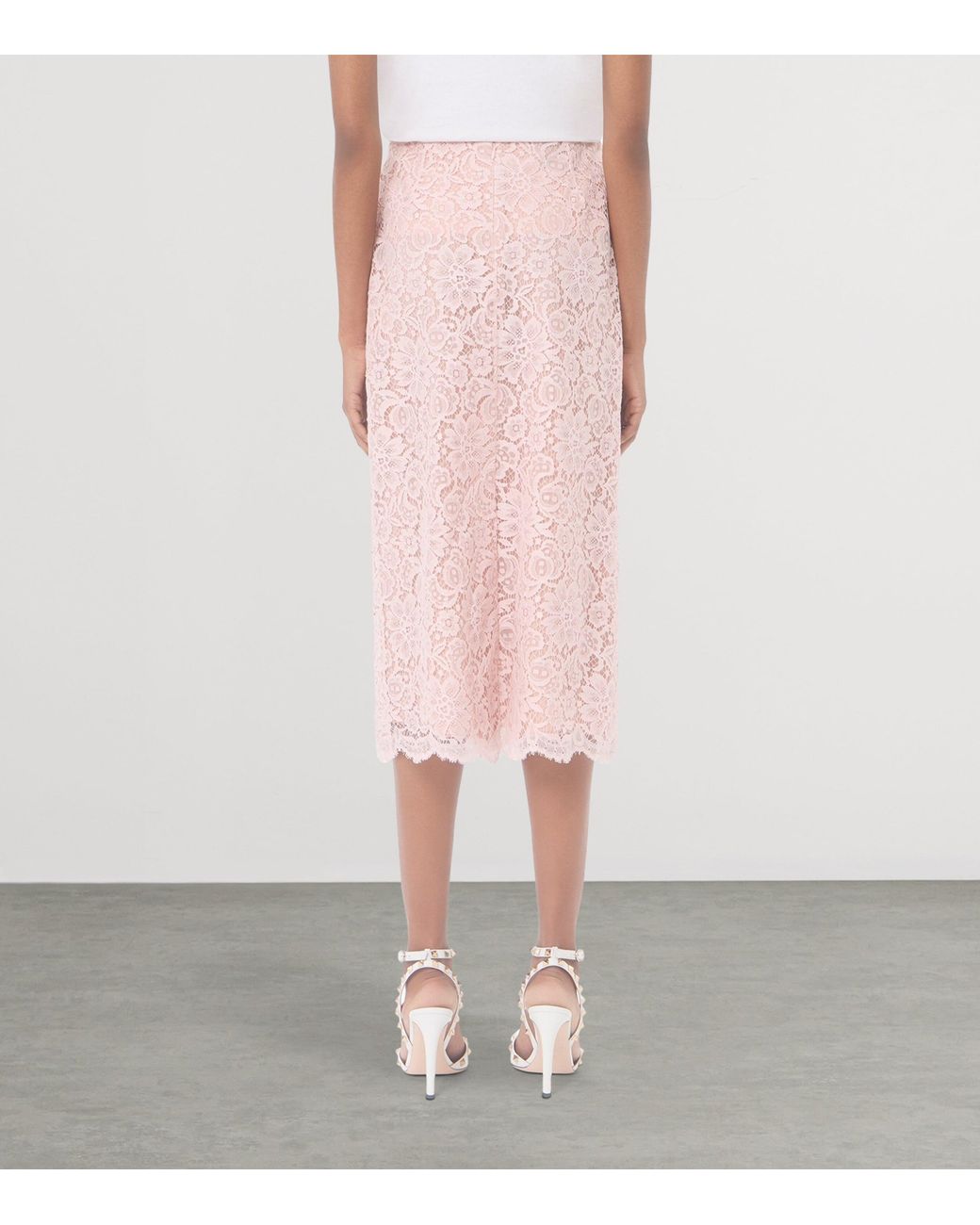 Valentino Pink Lace Midi Skirt