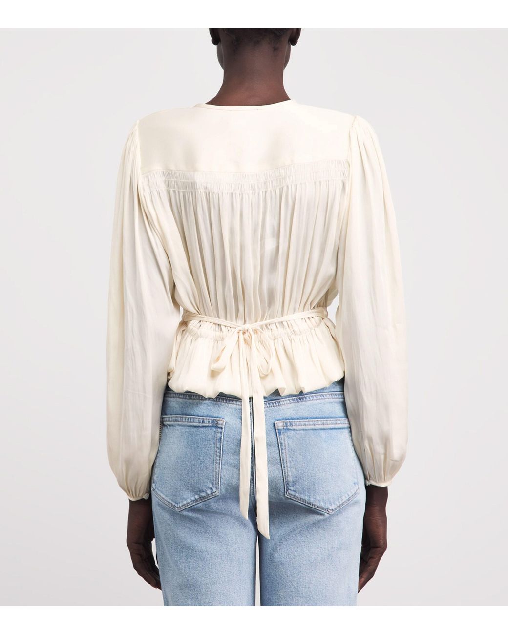 PAIGE White Eco Satin Gansevoort Blouse