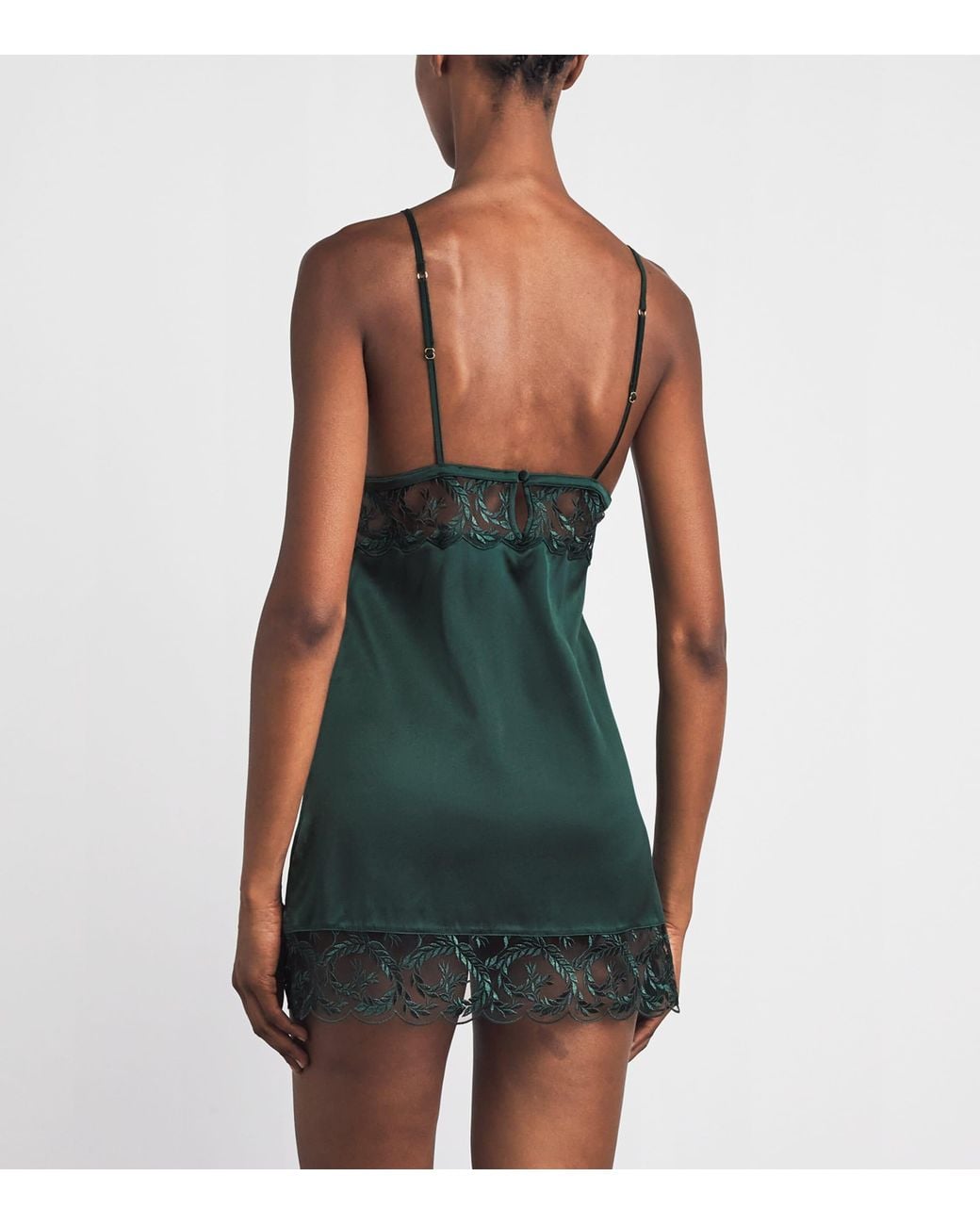 Coco De Mer Green Lace Arletta Slip Dress