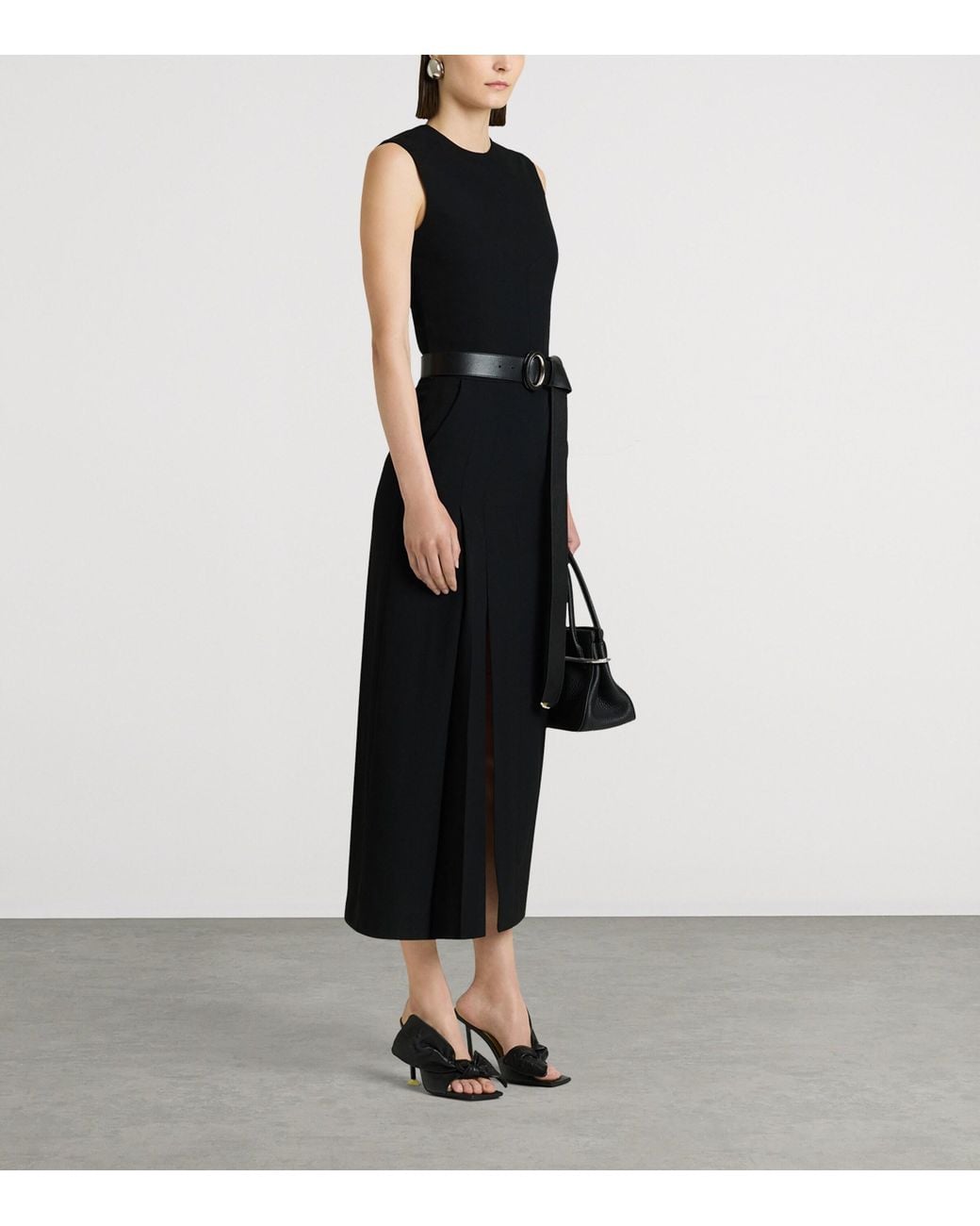 Givenchy Black Wool Sliced Midi Dress