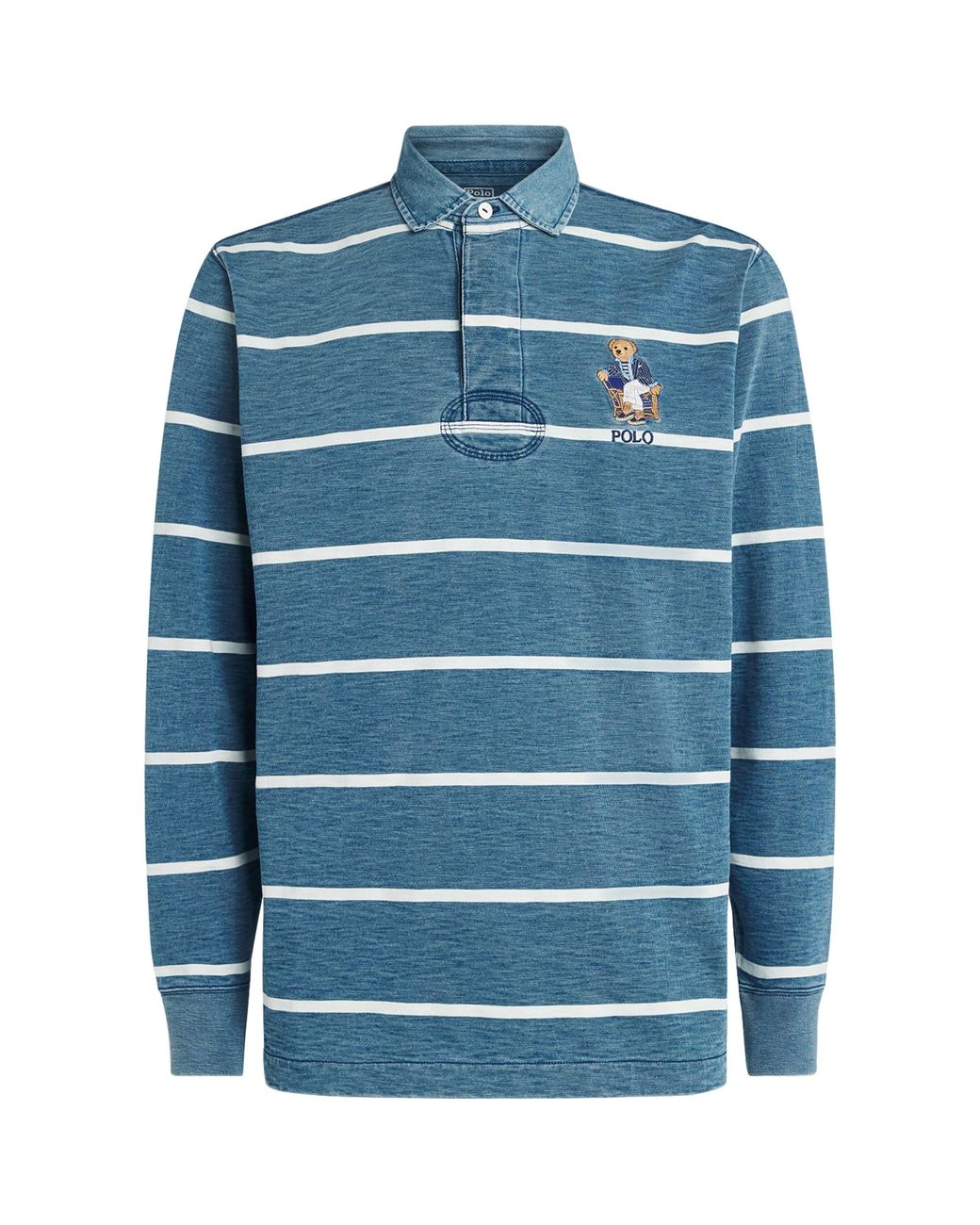 Polo Ralph Lauren Blue Stripe Polo Bear Rugby Shirt for men
