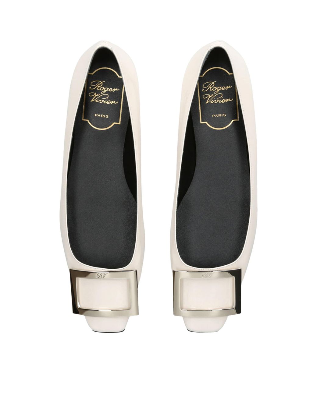 Roger Vivier Natural Patent Trompette Ballet Flats