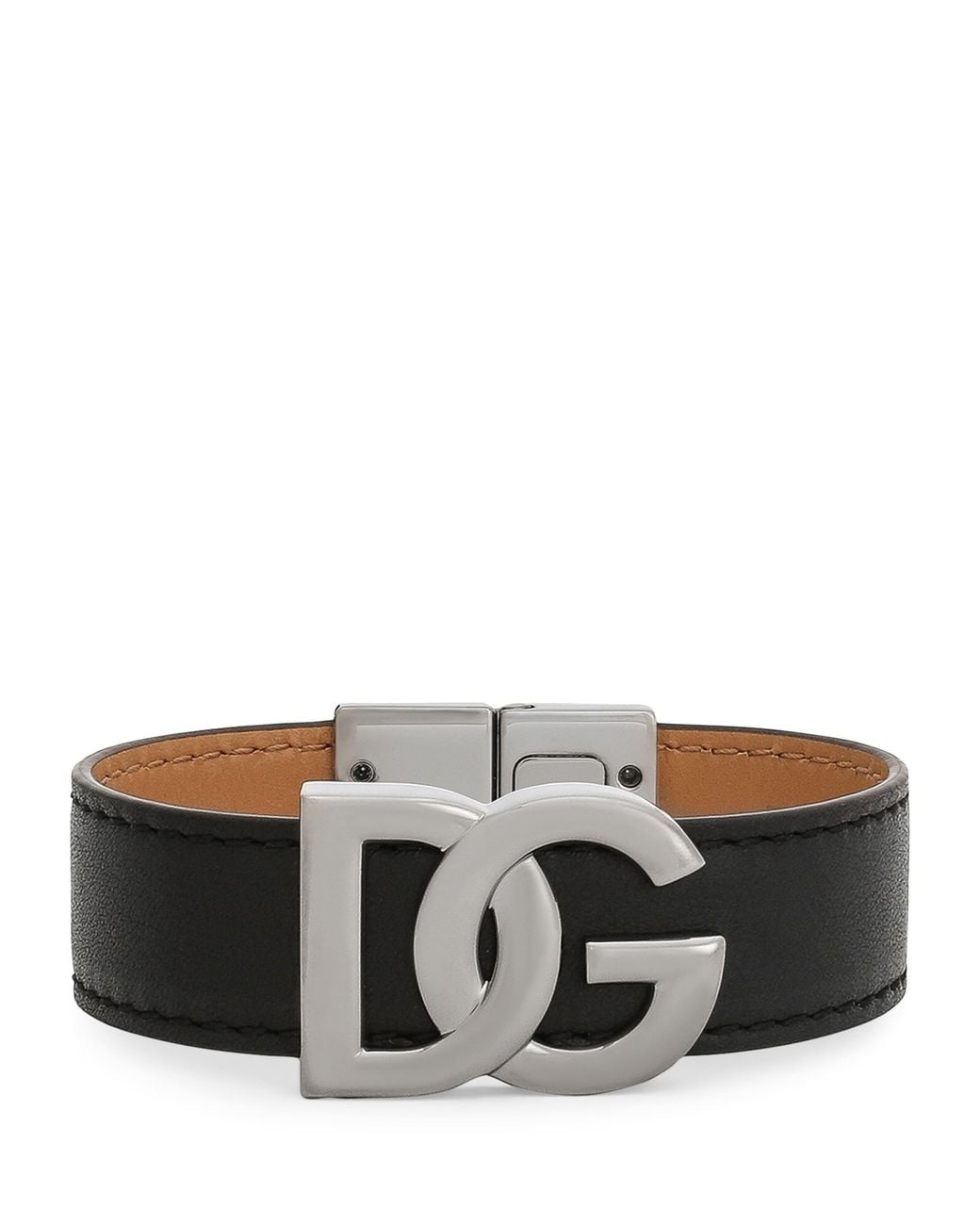 Dolce & Gabbana Brown Leather Monogram Cuff for men