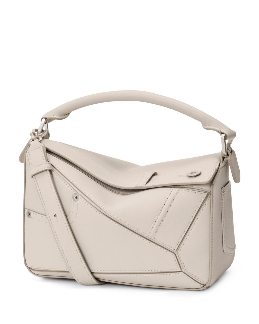 Loewe White Small Leather Puzzle Panta Top-Handle Bag