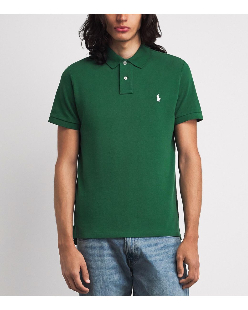 Polo Ralph Lauren Green Cotton Mesh Custom-Fit Polo Shirt for men