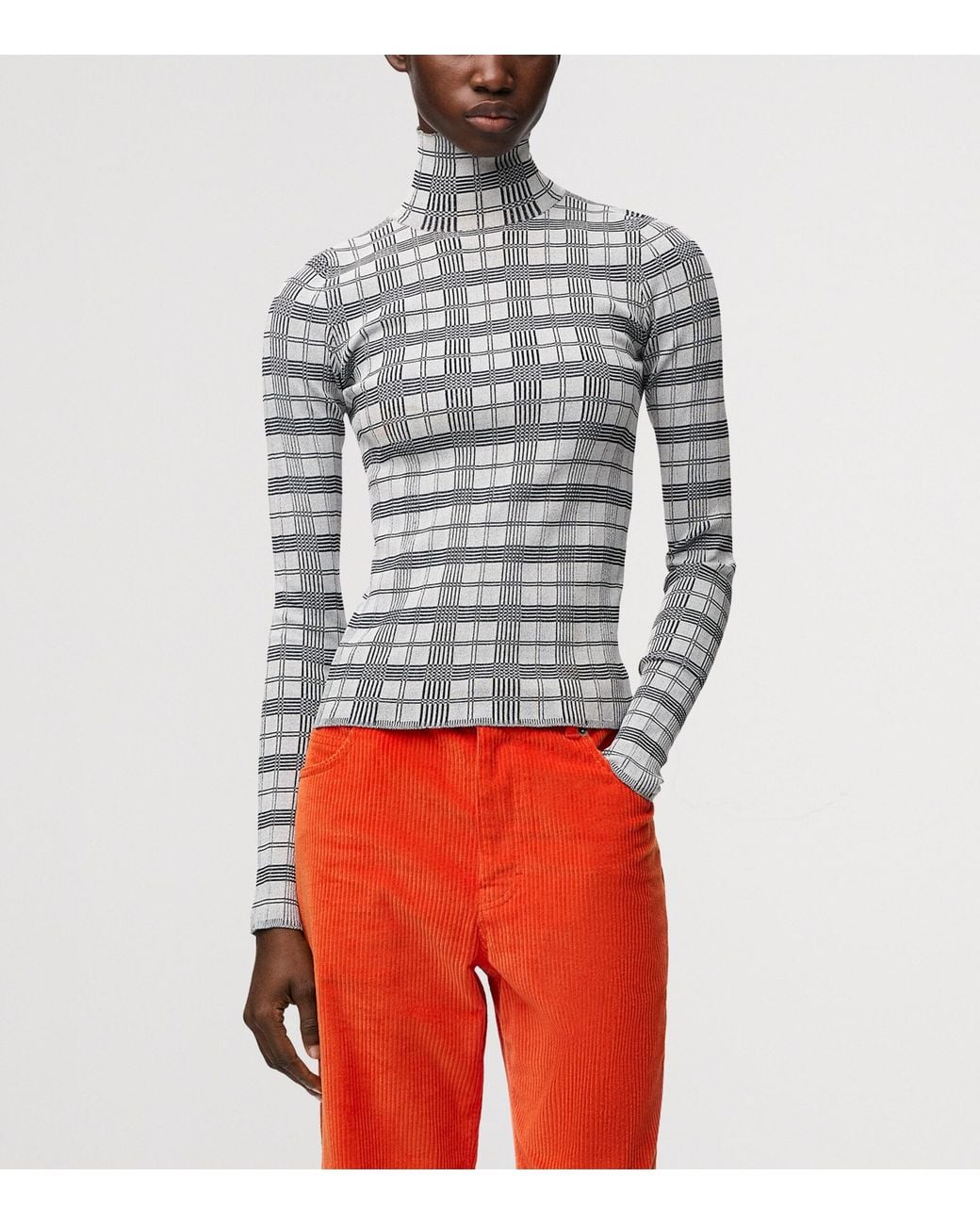 Loewe Blue Check Jacquard High-Neck Top