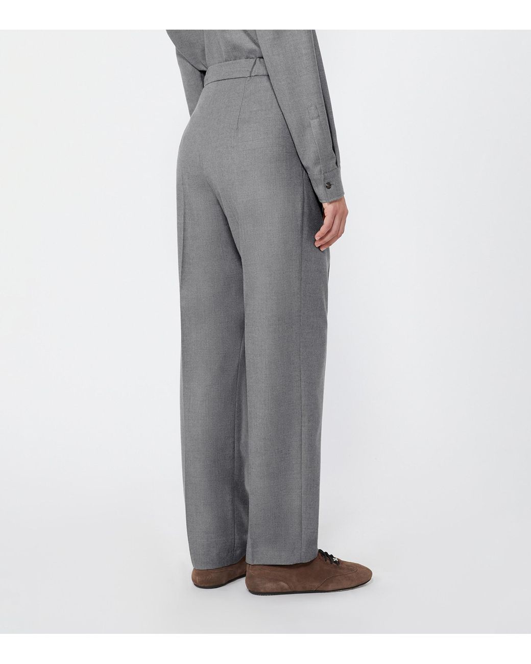 Max Mara Gray Cashmere Drawstring Straight Trousers