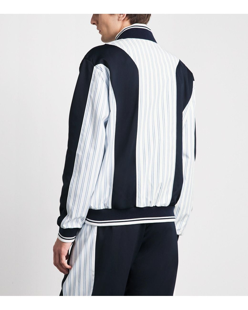 Casablanca Blue Cotton Pinstripe Panelled Track Jacket for men