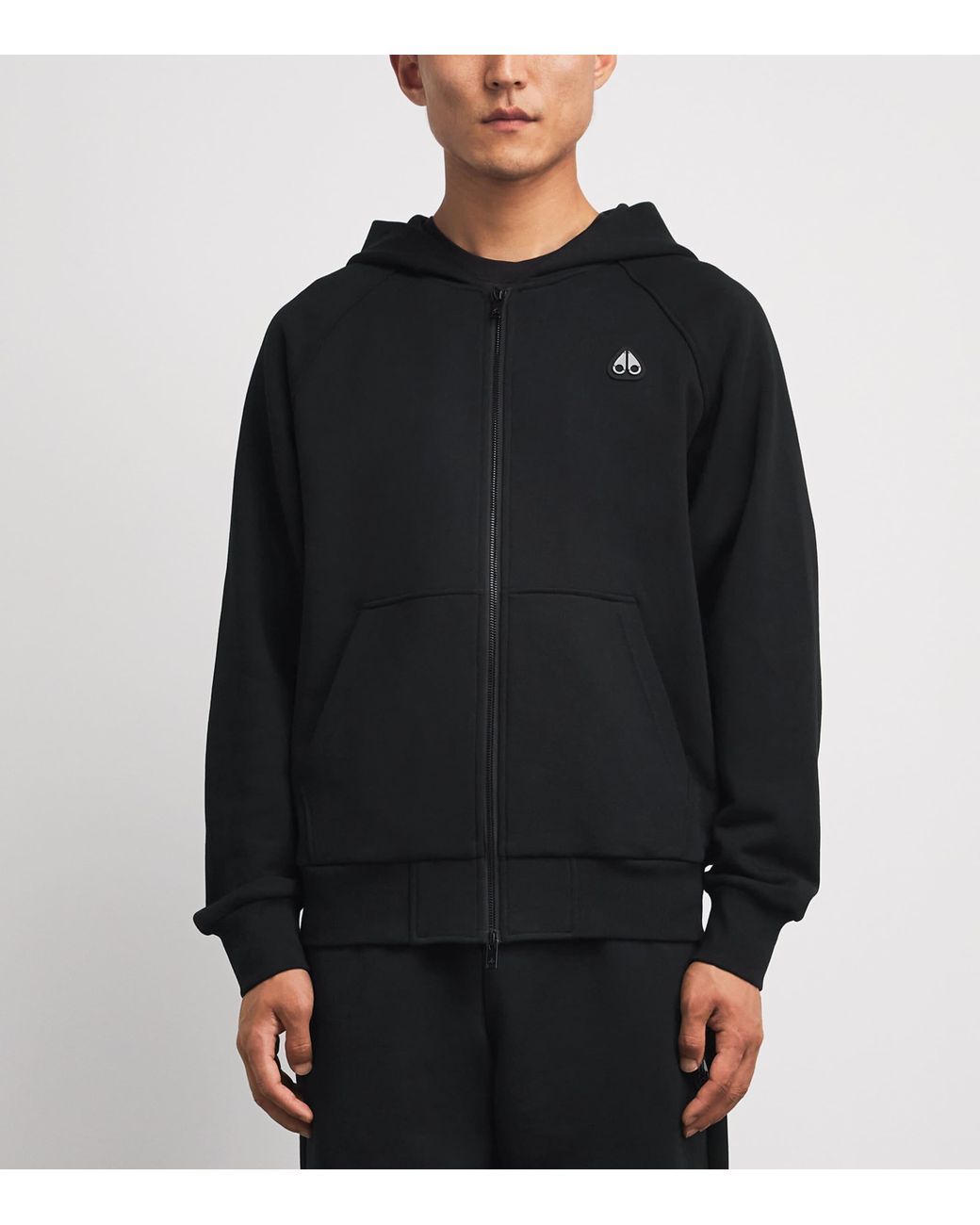 Moose Knuckles Black Logo Yul Zip-Up Hoodie for men