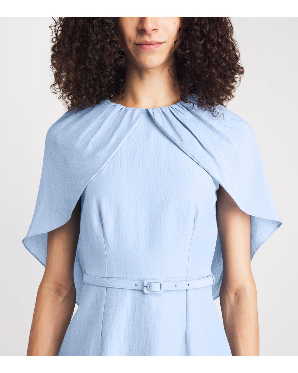 Roland Mouret Blue Cape-Detail Midi Dress