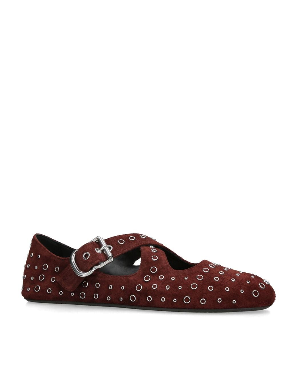 Alaïa Red Suede Embellished Criss-Cross Ballet Flats