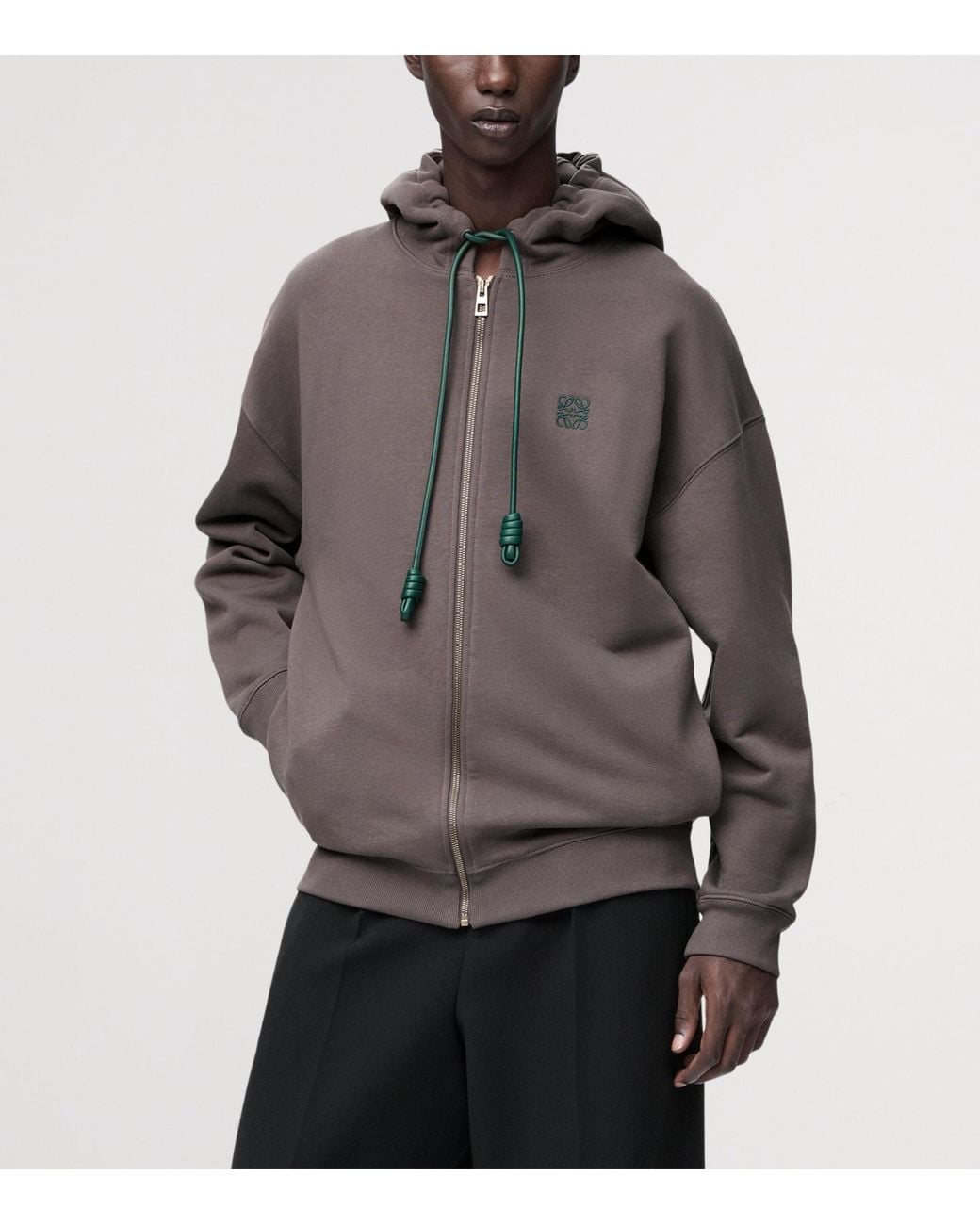 Loewe Gray Cotton-Blend Anagram Hoodie for men