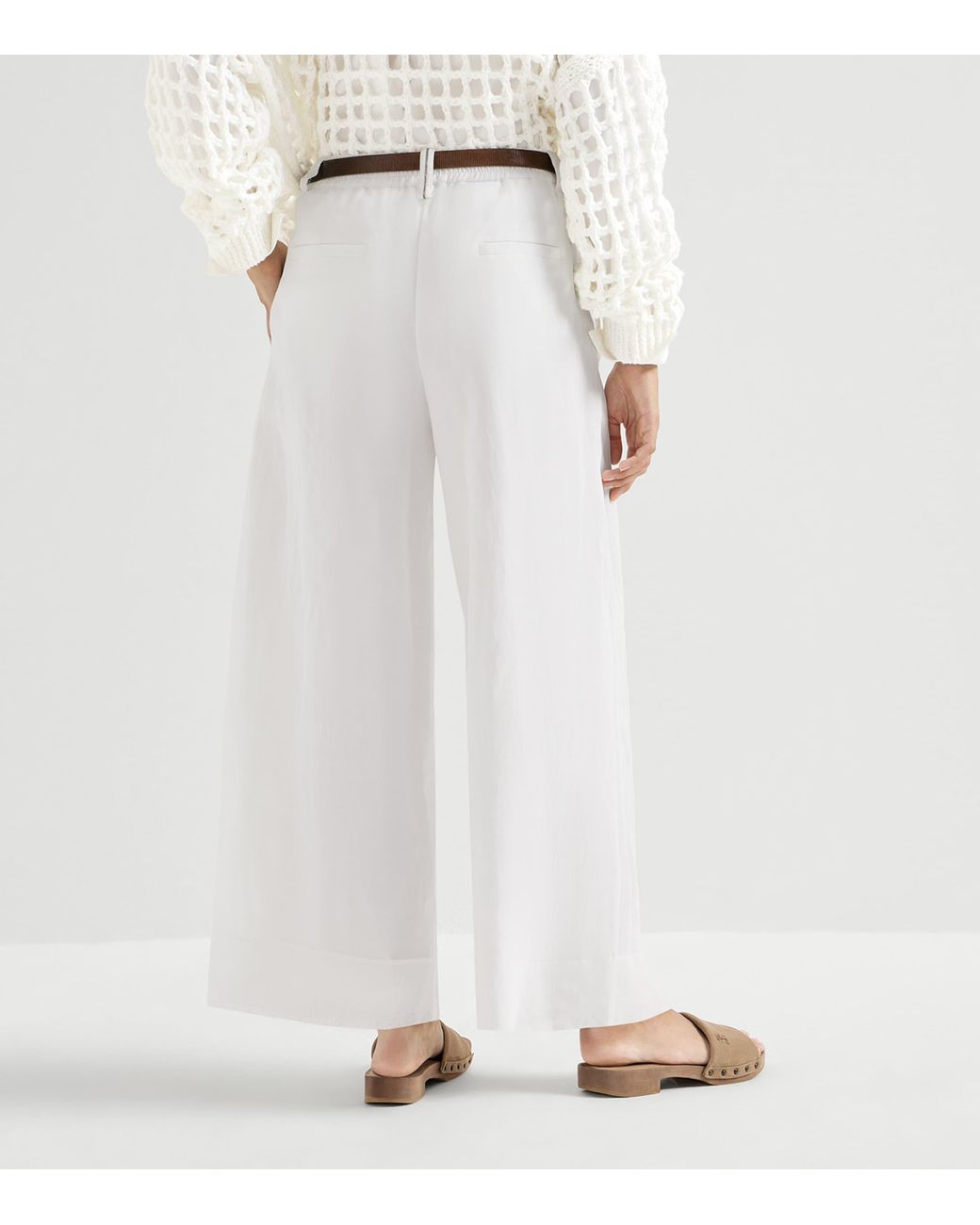 Brunello Cucinelli White Cotton Organza Trousers