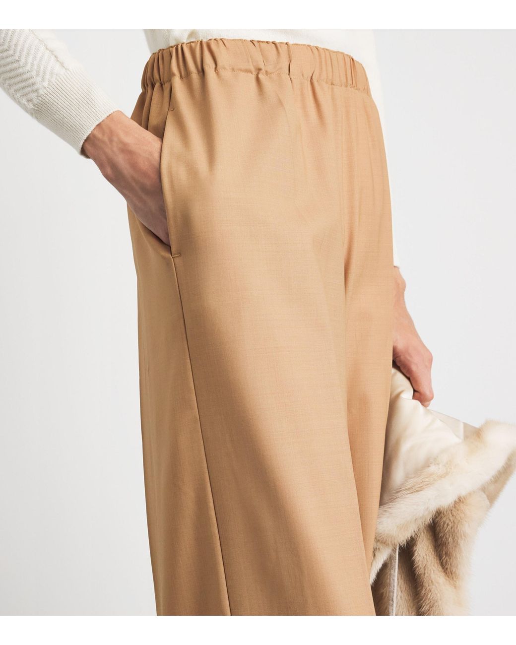 Fabiana Filippi Natural Wool-Blend Wide-Leg Trousers