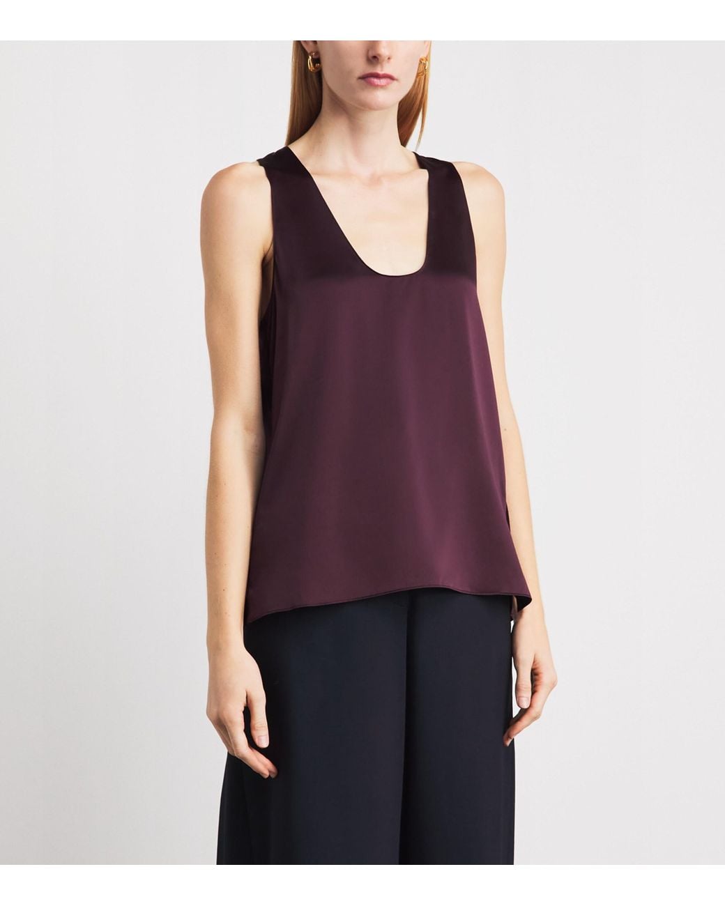 ME+EM Purple Silk Satin Tank Top