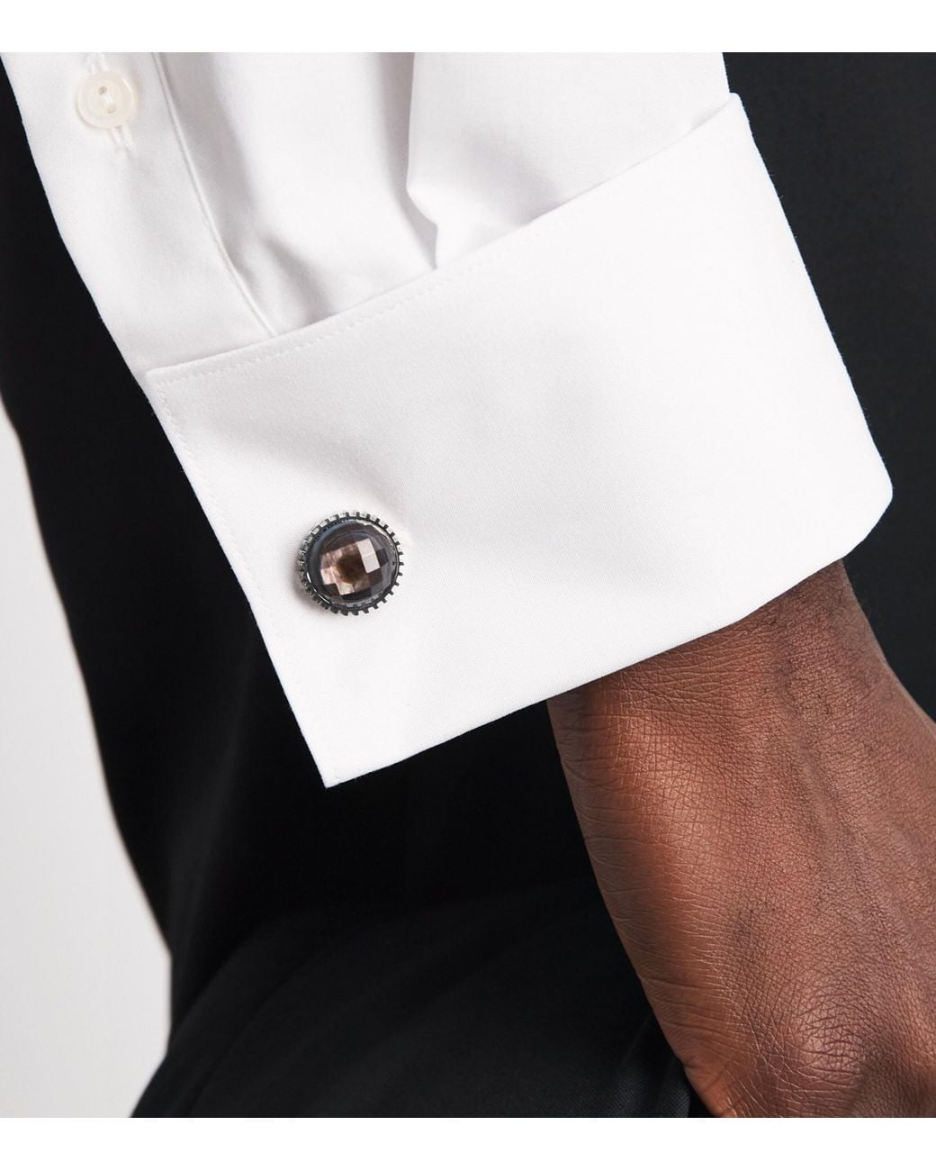 Tateossian Black Titanium And Mother-Of-Pearl Aurora Domed Gear Cufflinks for men