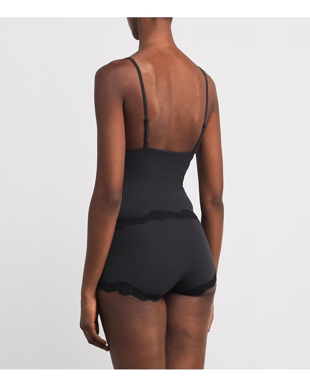 Skims Black Fits Everybody Lace-Trim Cami And Shorts Set