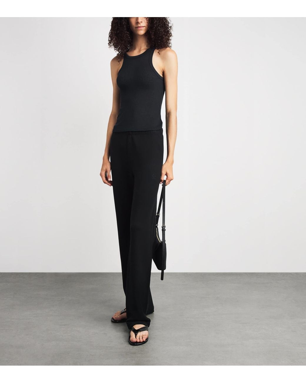 Skims Black Semi-Sheer Ribbed Tank Top