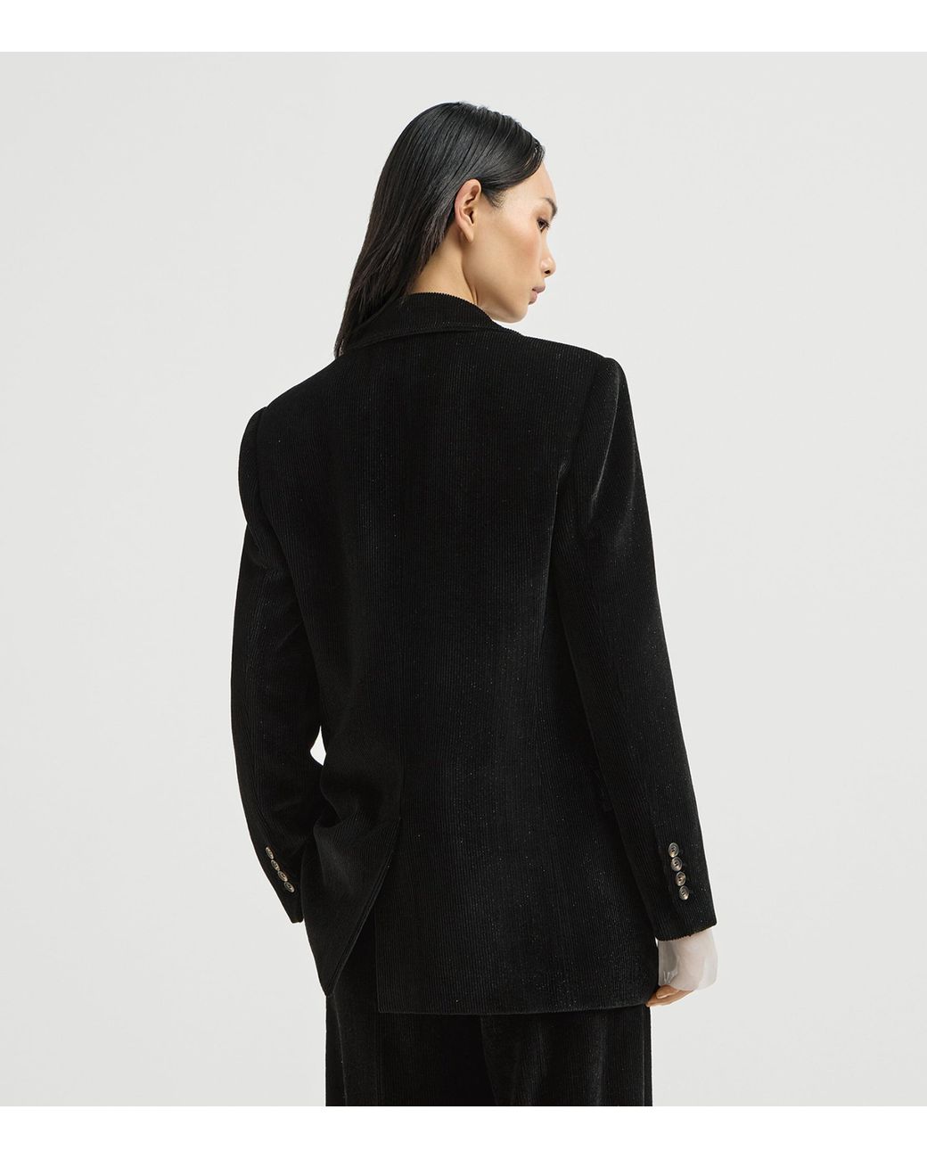 Brunello Cucinelli Black Embellished Corduroy Blazer