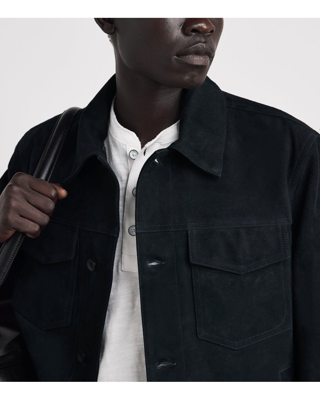 Rag & Bone Black Suede Trucker Jacket for men