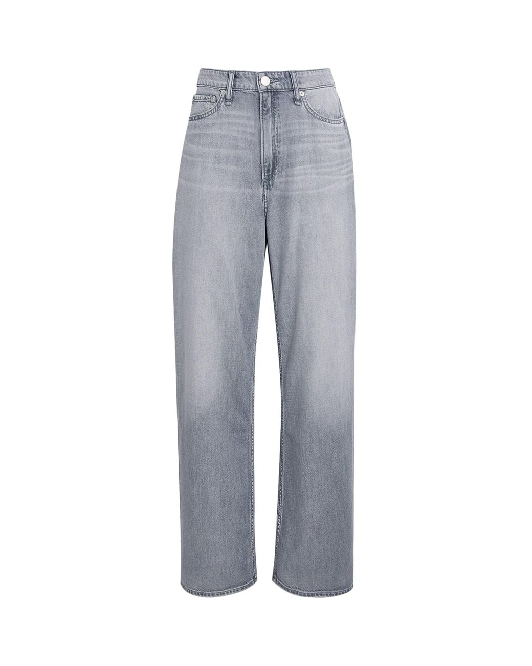 Rag & Bone Gray Featherweight Logan Mid-Rise Wide-Leg Jeans