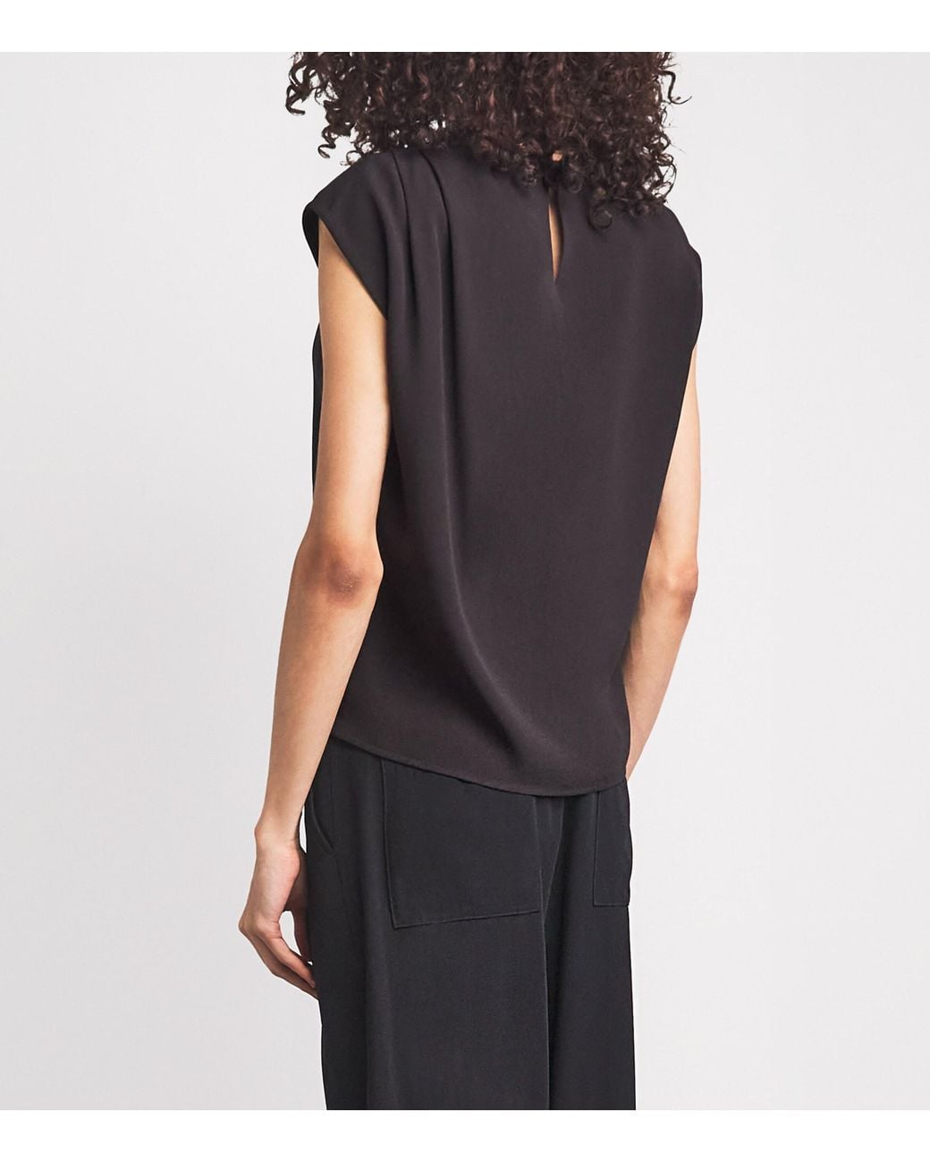Agnona Black Sleeveless Draped Blouse