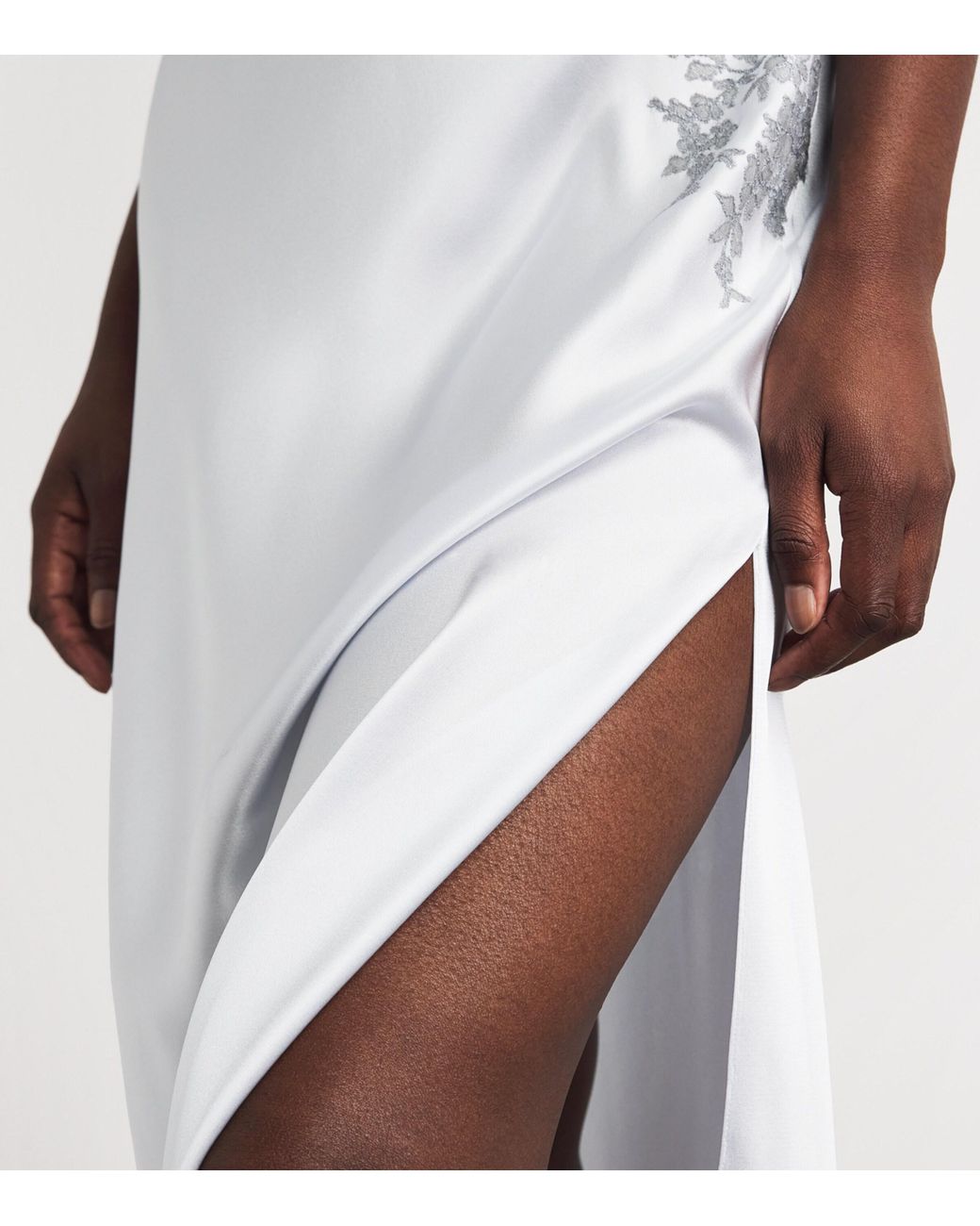 Carine Gilson White Silk Lace Maxi Nightdress