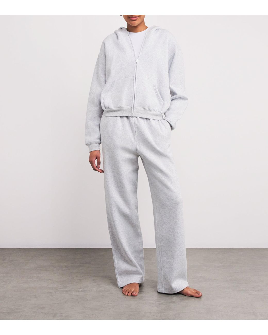 Skims White Cotton-Blend Fleece Classic Hoodie