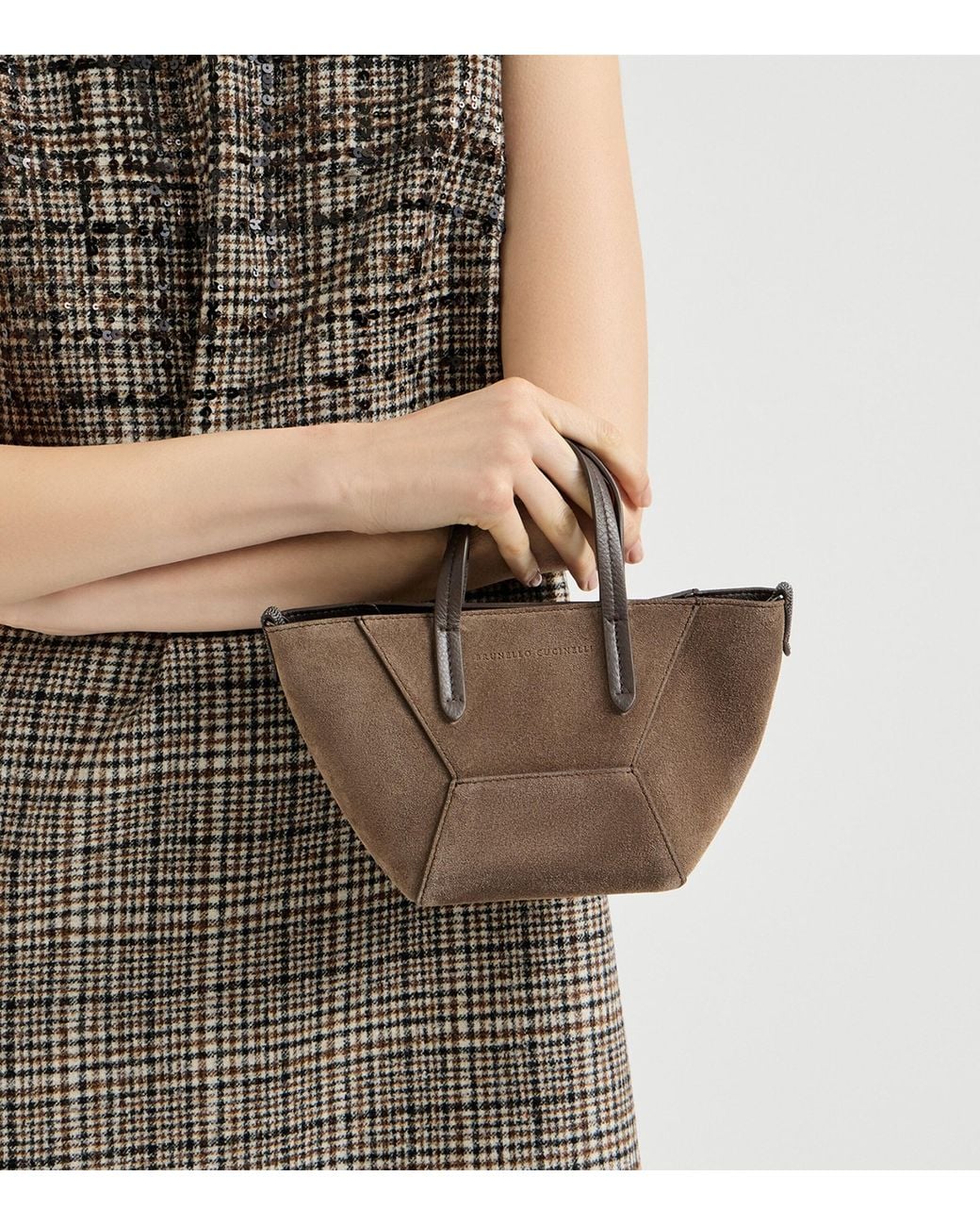 Brunello Cucinelli Brown Mini Suede Bc Duo Tote Bag