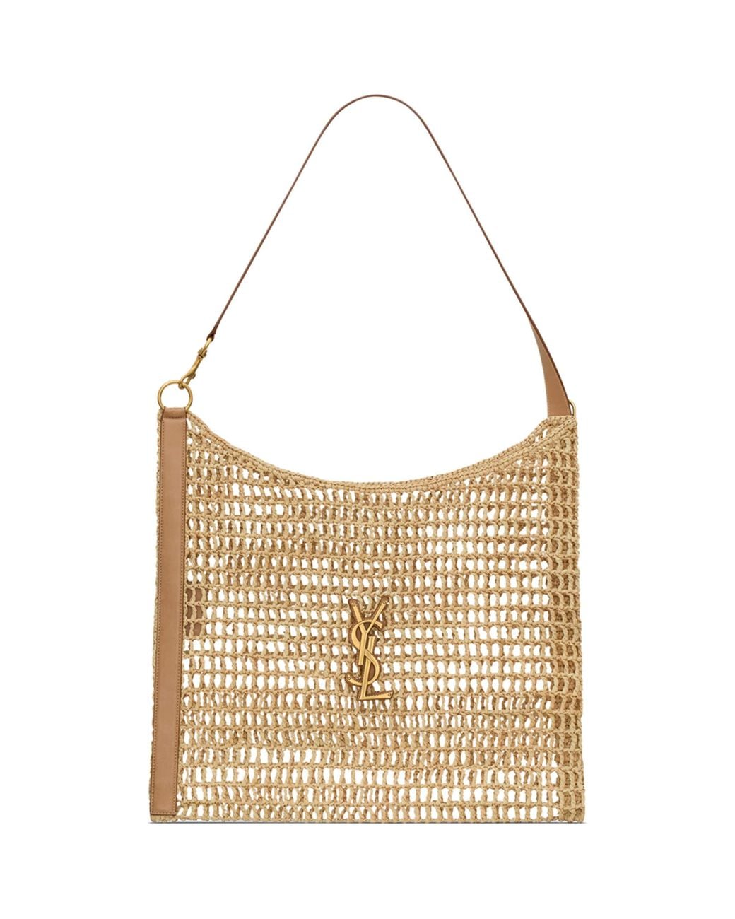Saint Laurent Metallic Raffia Oxalis Crochet Shoulder Bag