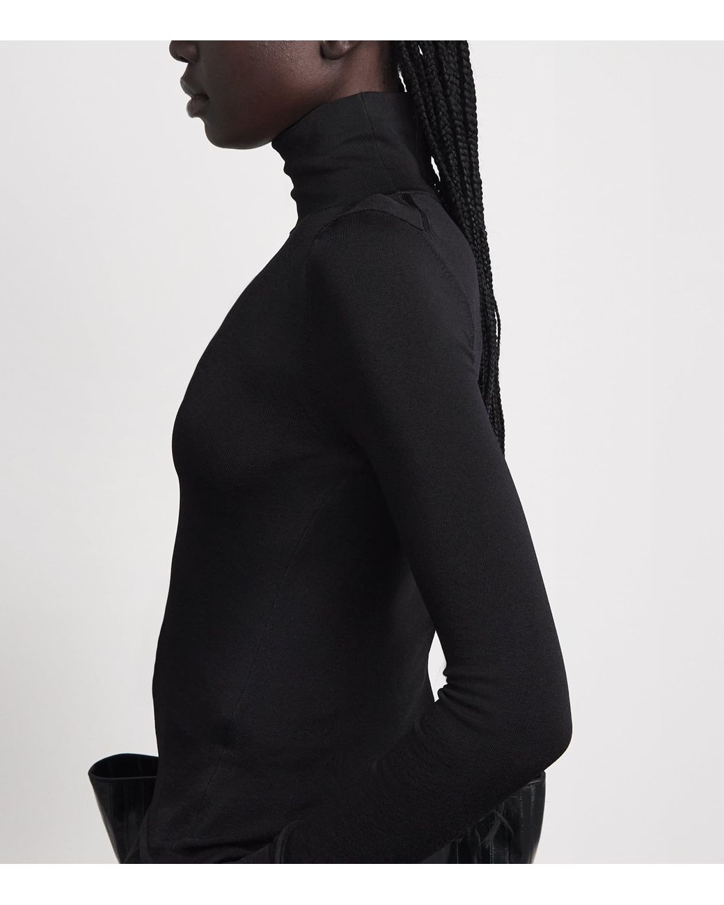 Brandon Maxwell Black Knitted Funnel-Neck Long-Sleeve Top