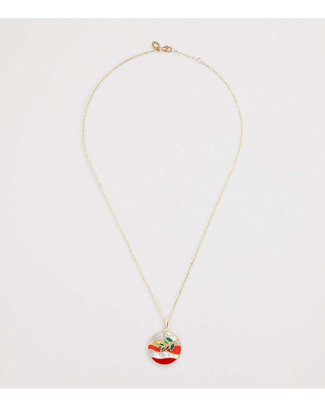 L'Atelier Nawbar Metallic Diamond, Malachite, Coral And Pearl Aurora Necklace