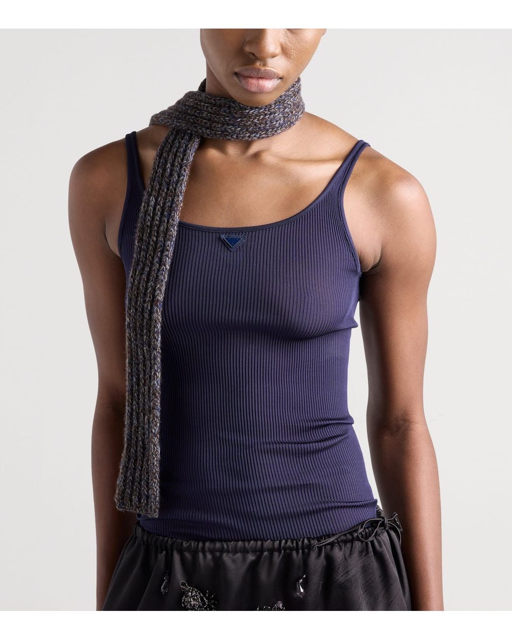 Prada Blue Silk-Knit Tank Top