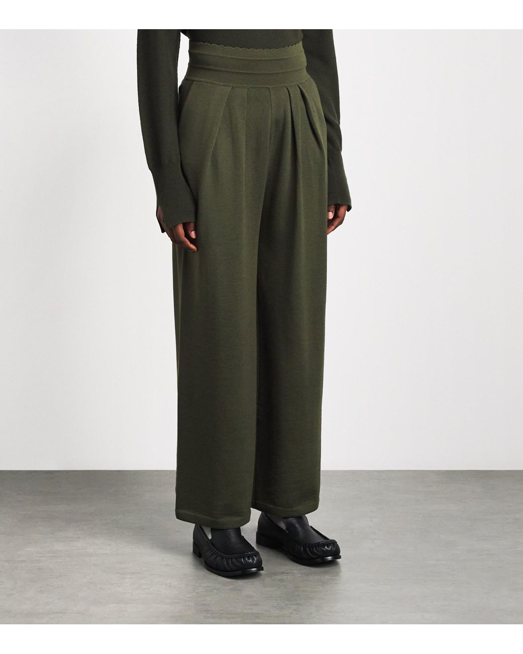 Molli Green Virgin Wool-Blend Lauren Trousers