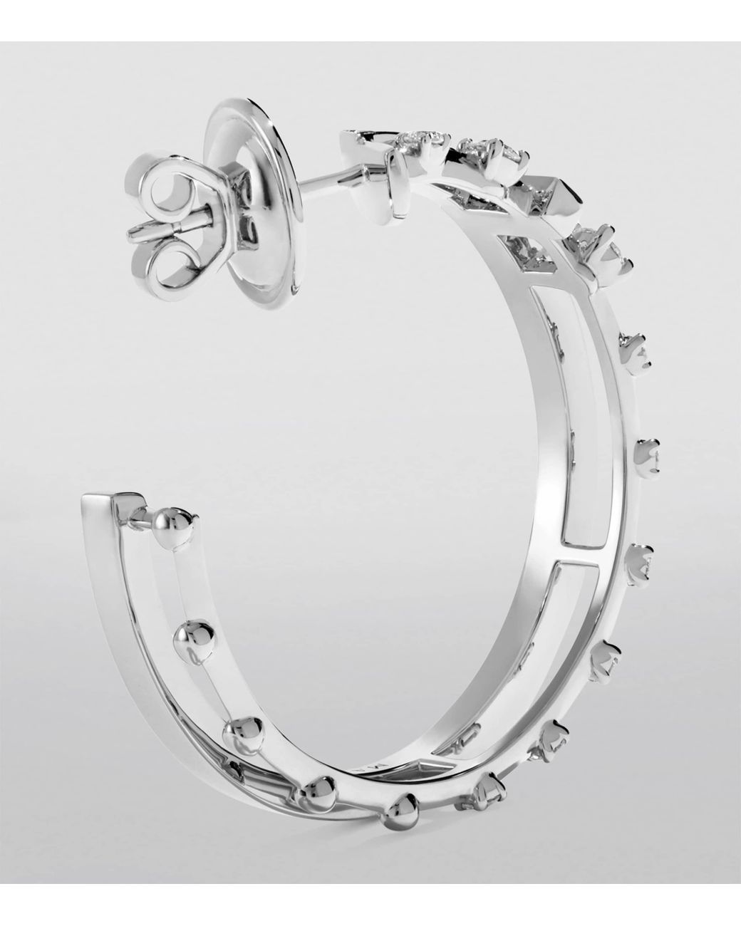 Marli New York White And Diamond Avenues Hoop Earrings