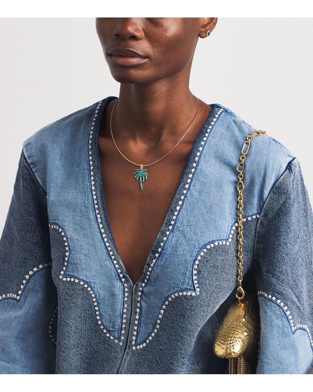Rosa De La Cruz Brown Diamond And Palm Tree Pendant Necklace