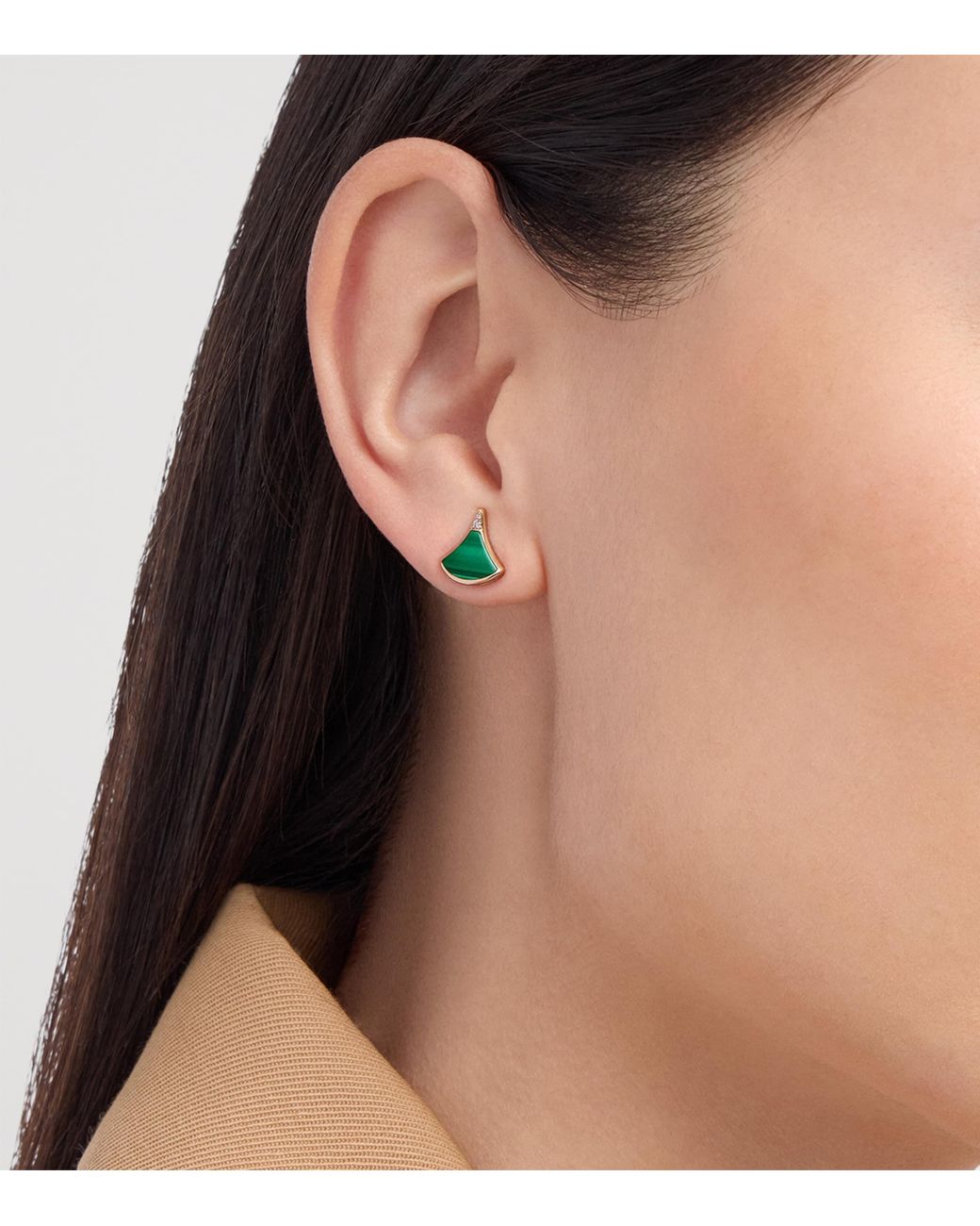 BVLGARI Green Diamond And Malachite Divas' Dream Stud Earring