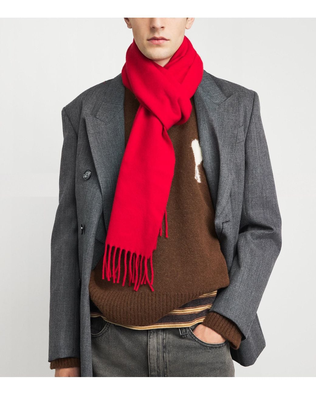 AMI Brown Alpaca-Blend Ami De Coeur Sweater for men