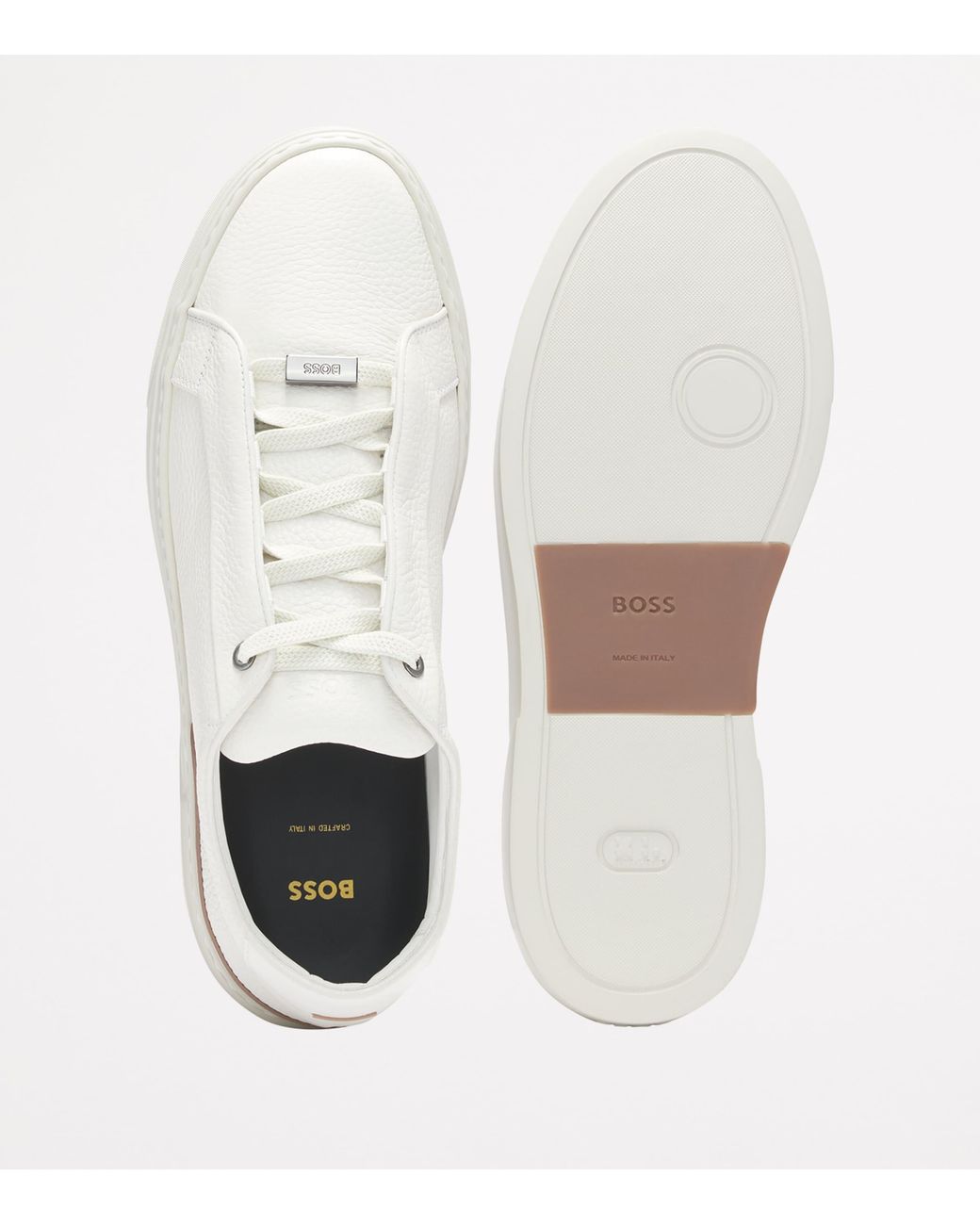 Boss White Leather Gary Sneakers for men