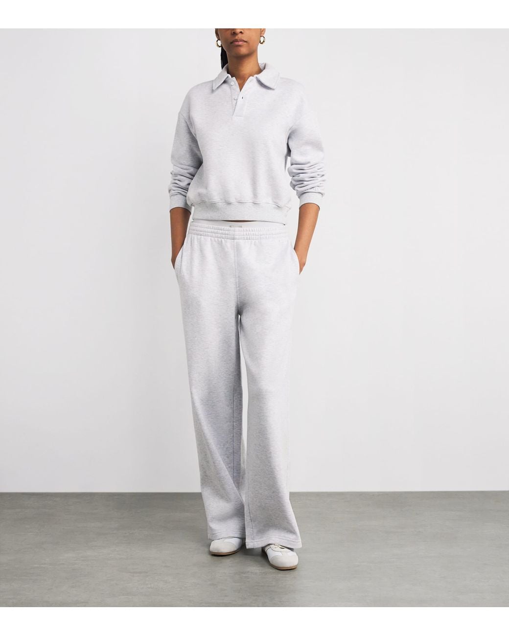 Skims White Cotton-Blend Double-Waistband Sweatpants