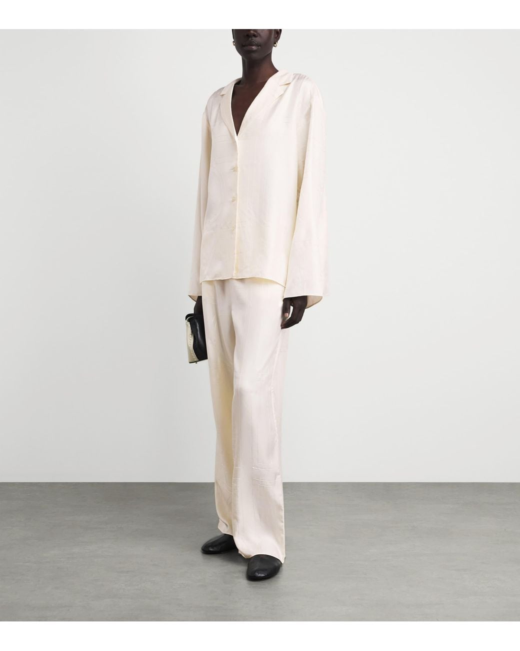 Totême White Silk Embroidered Monogram Shirt