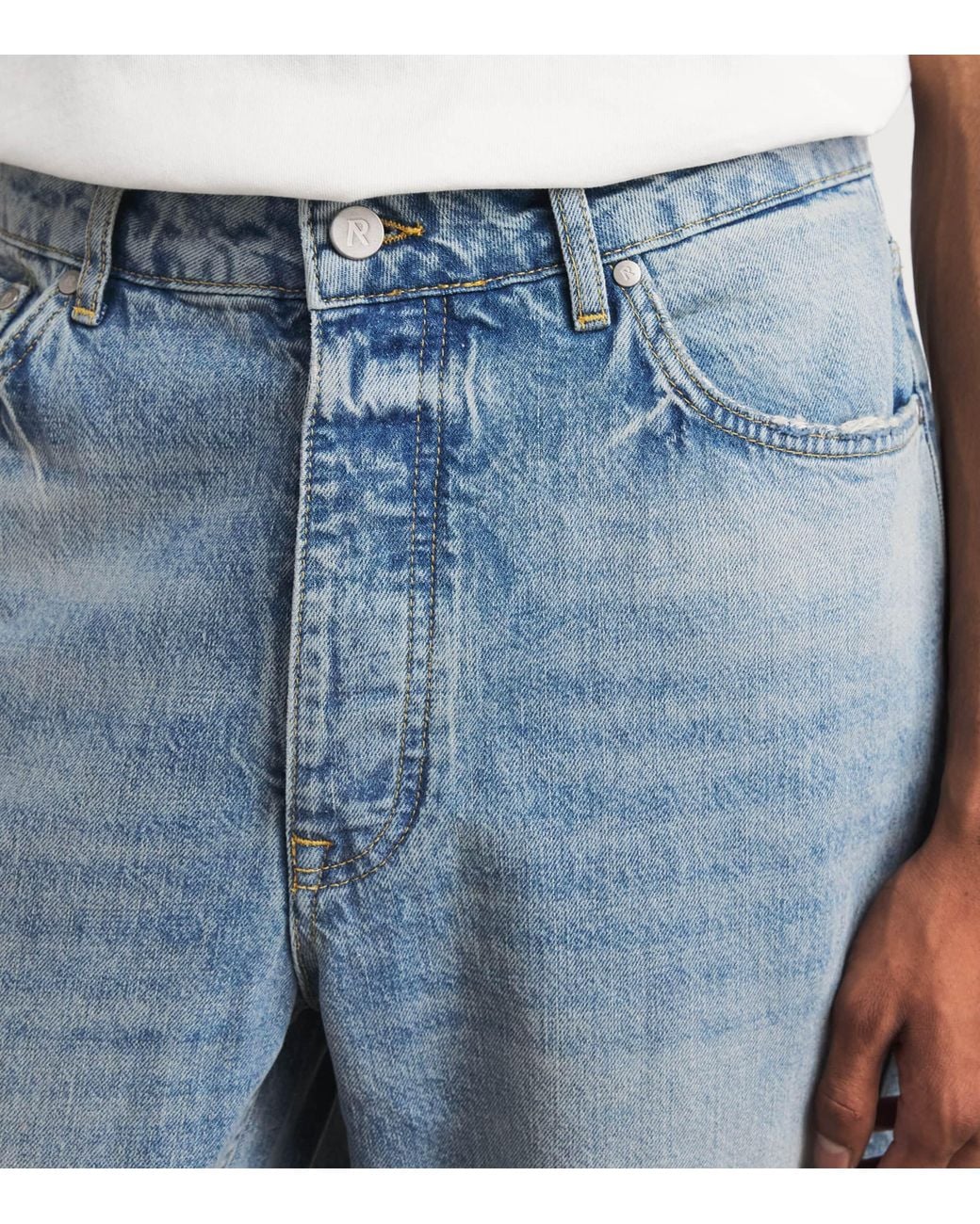Represent Blue Ripped Heaton Straight Jeans for men